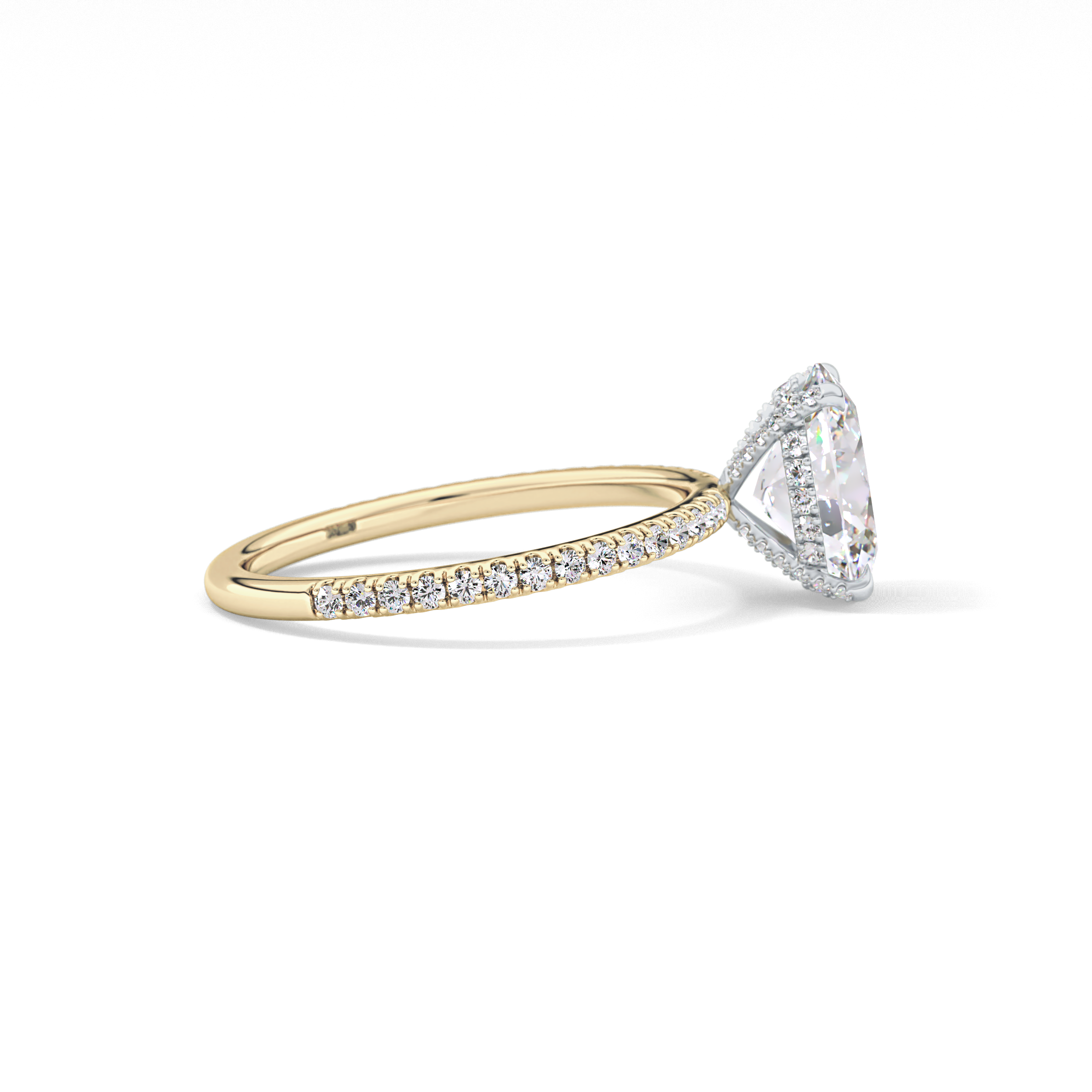 Oval Pave & Hidden Halo Lab Grown Diamond Engagement Ring
