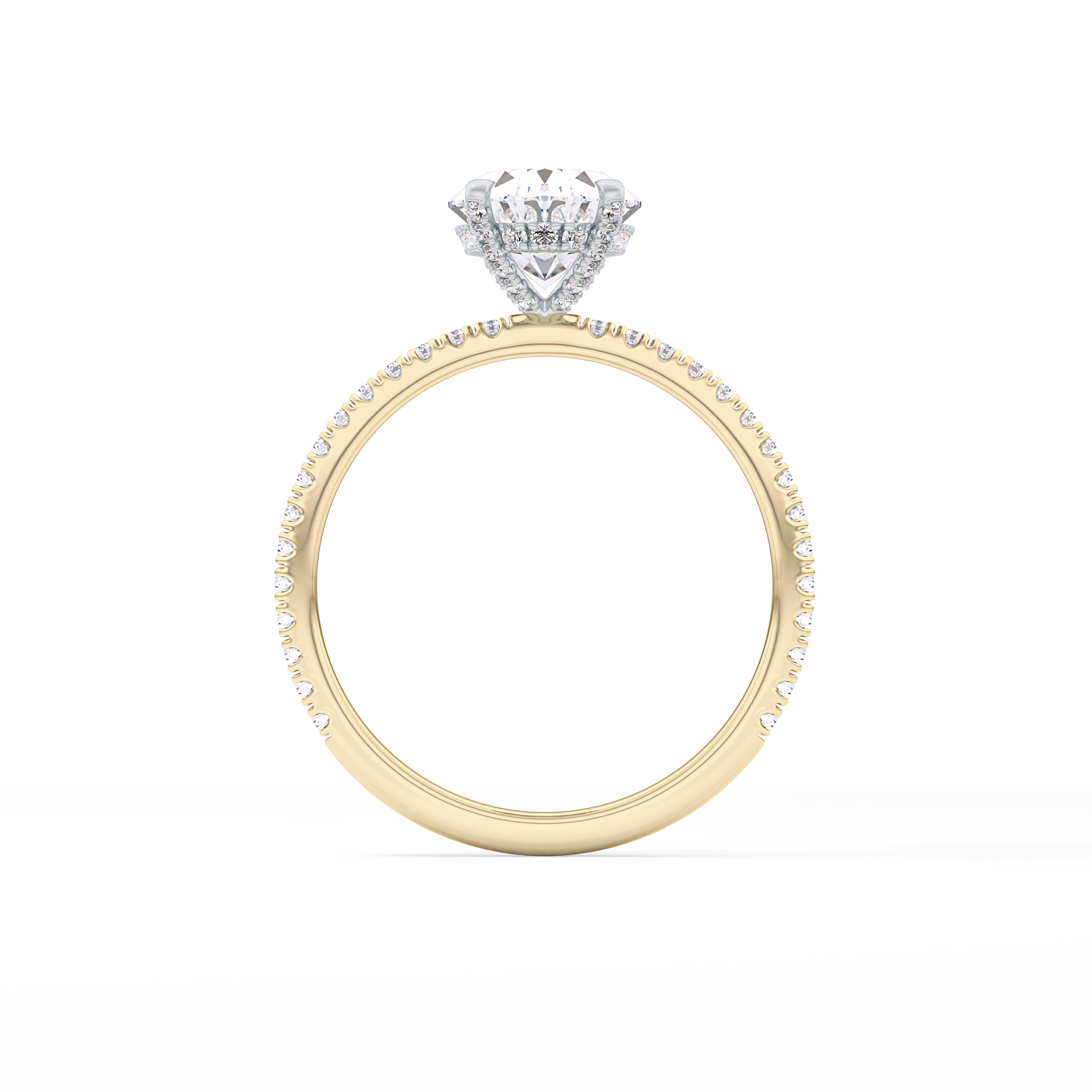 Oval Pave & Hidden Halo Lab Grown Diamond Engagement Ring