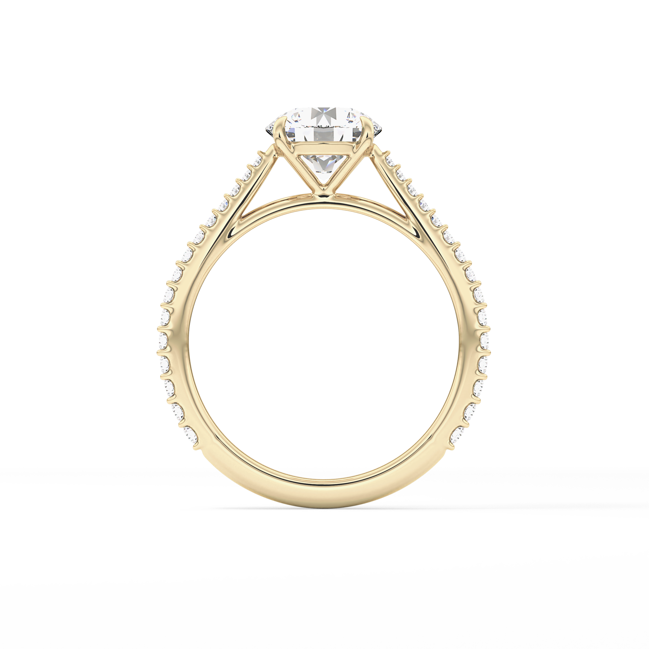 Round Pave Lab Grown Diamond Engagement Ring