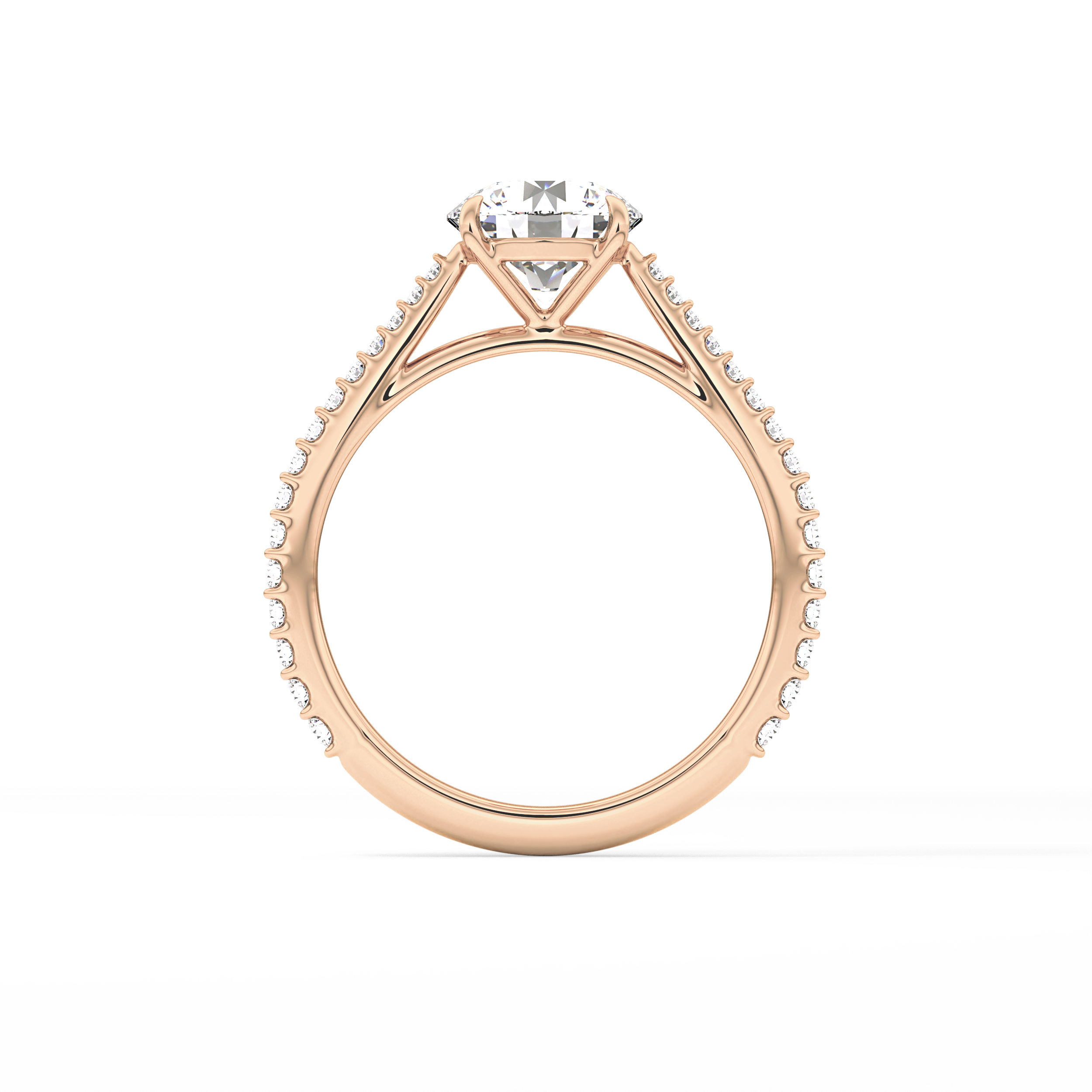Round Pave Lab Grown Diamond Engagement Ring