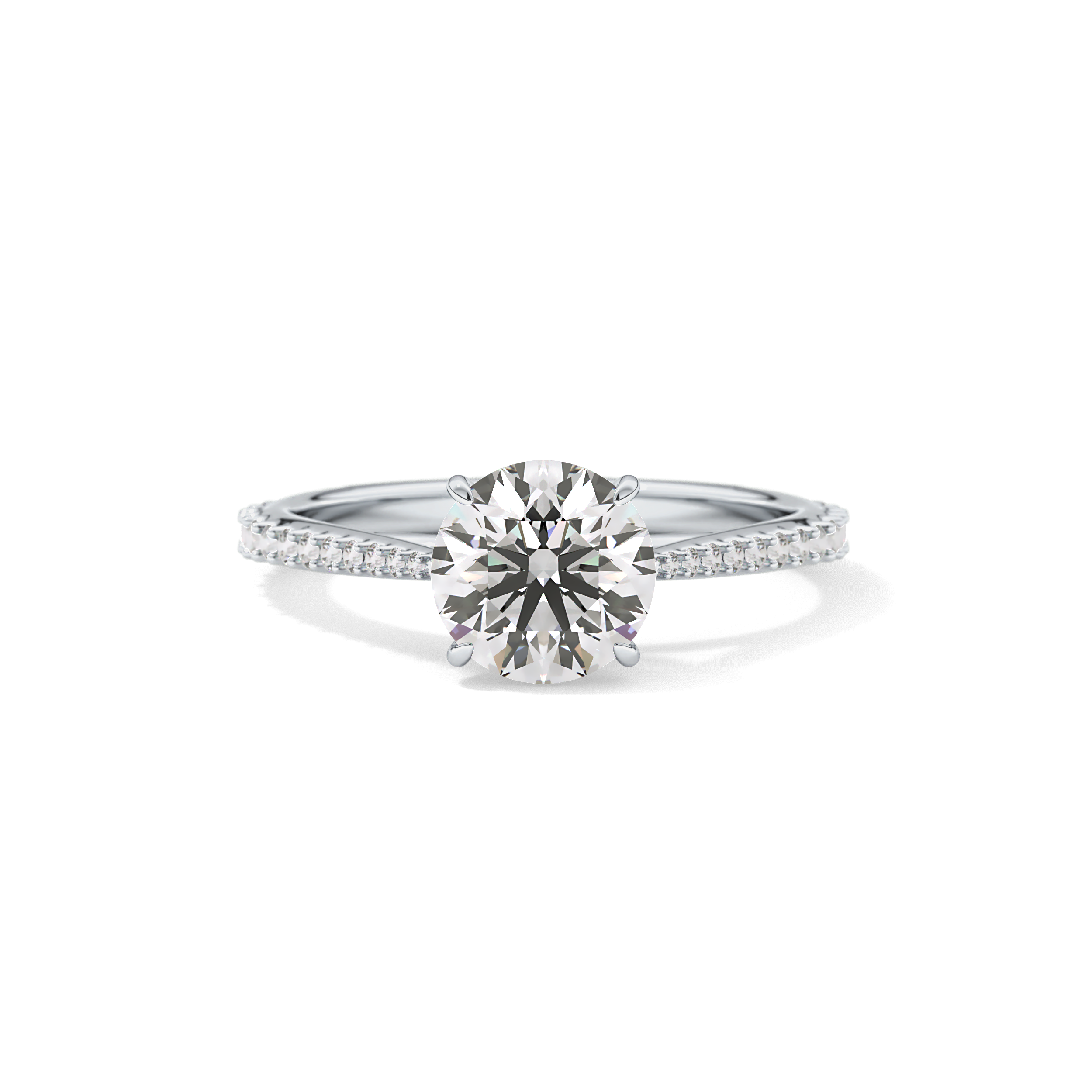 Round Pave Lab Grown Diamond Engagement Ring