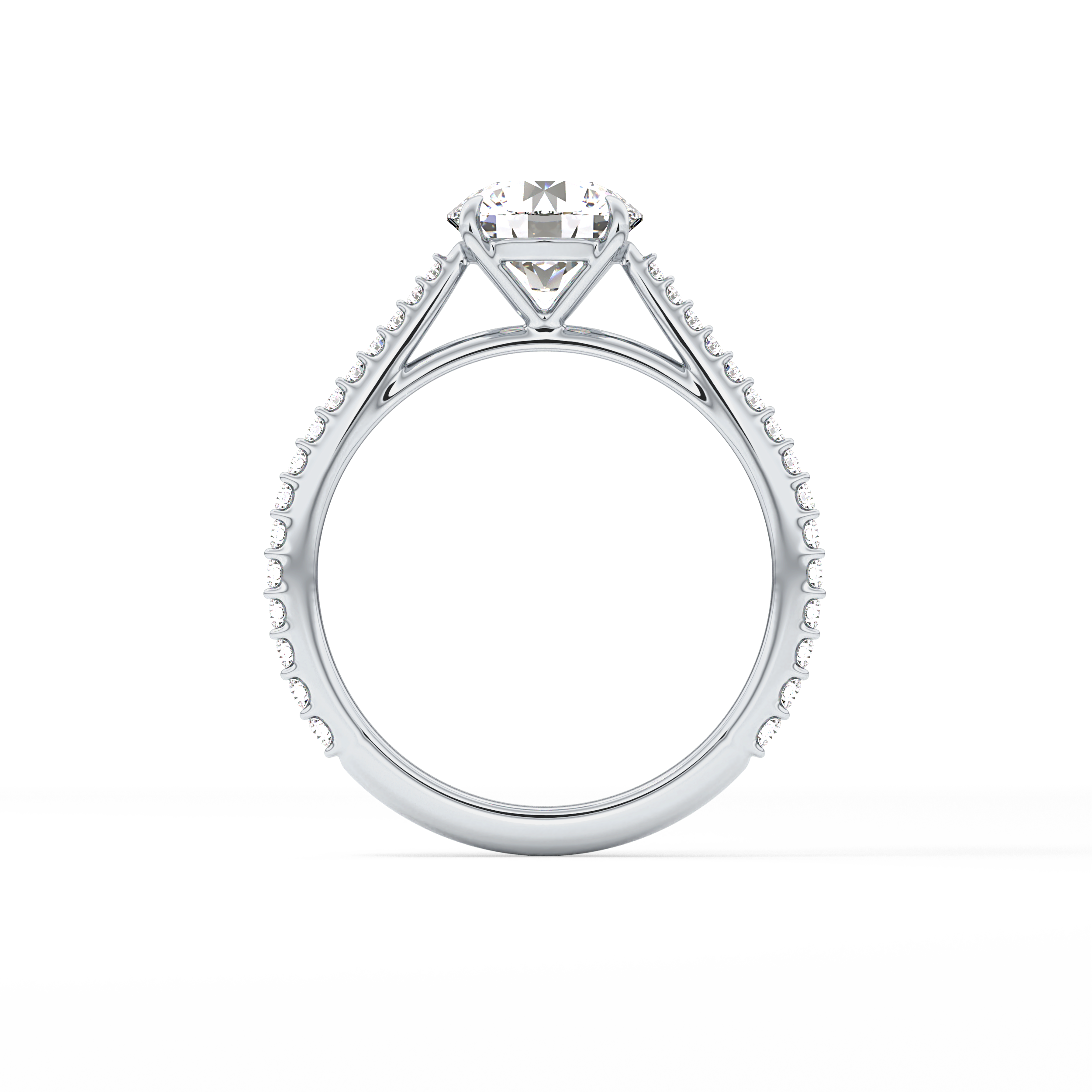 Round Pave Lab Grown Diamond Engagement Ring