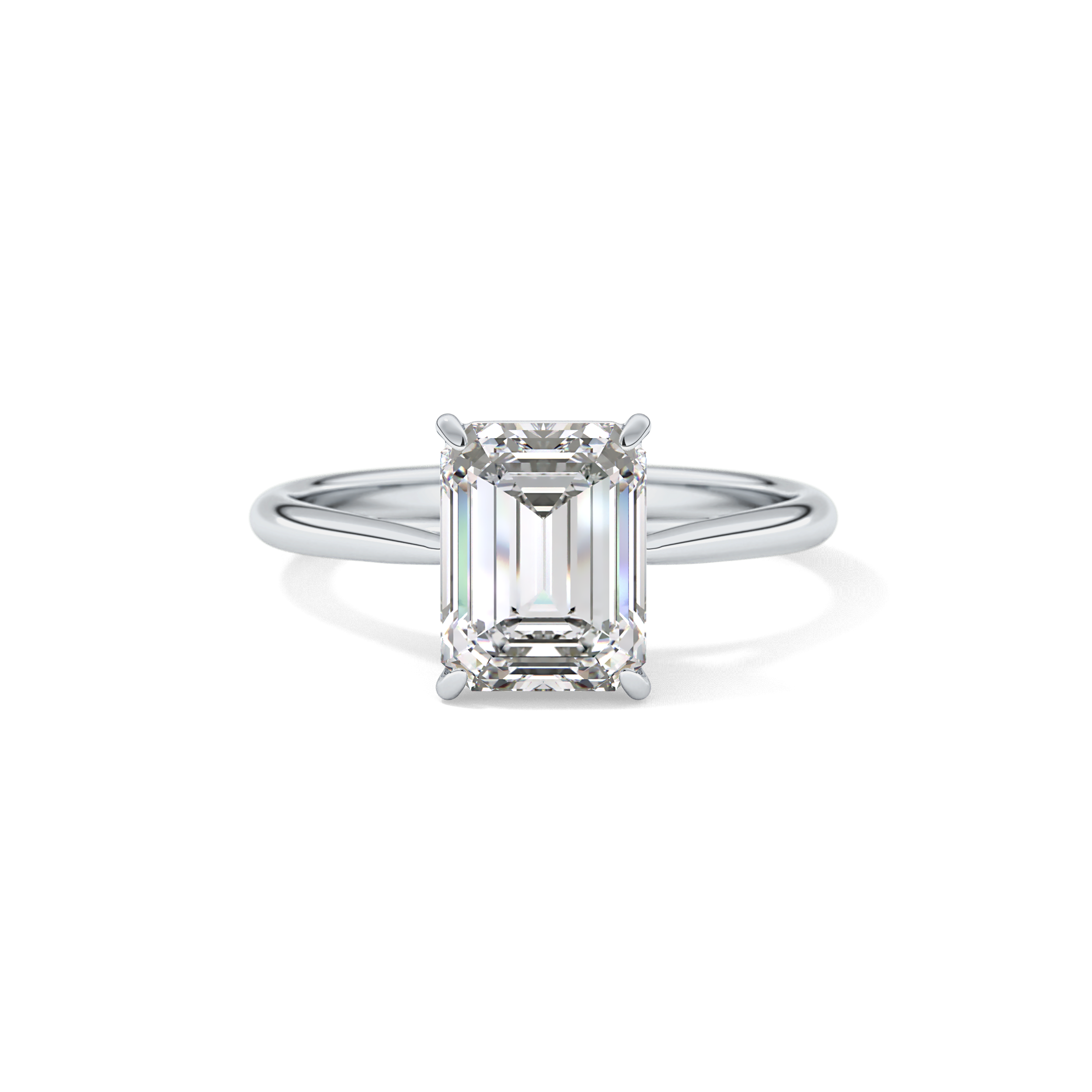 Emerald Solitaire Lab Grown Diamond Engagement Ring