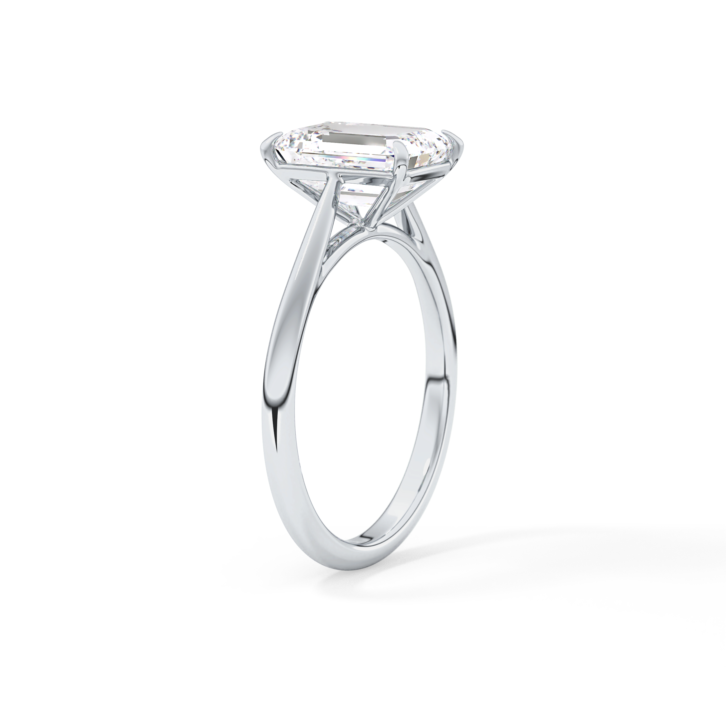 Emerald Solitaire Lab Grown Diamond Engagement Ring
