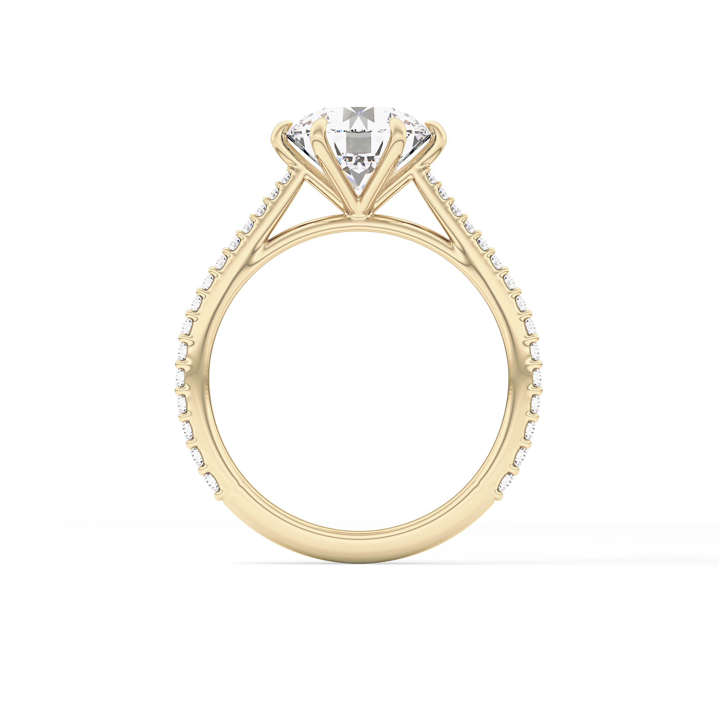 Round Pave Lab Grown Diamond Engagement Ring