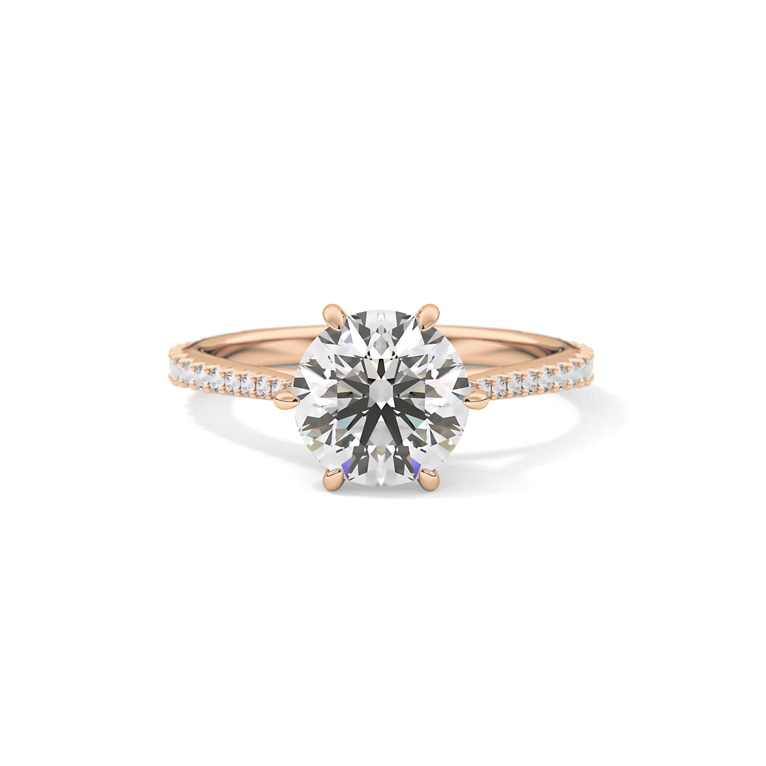 Round Pave Lab Grown Diamond Engagement Ring