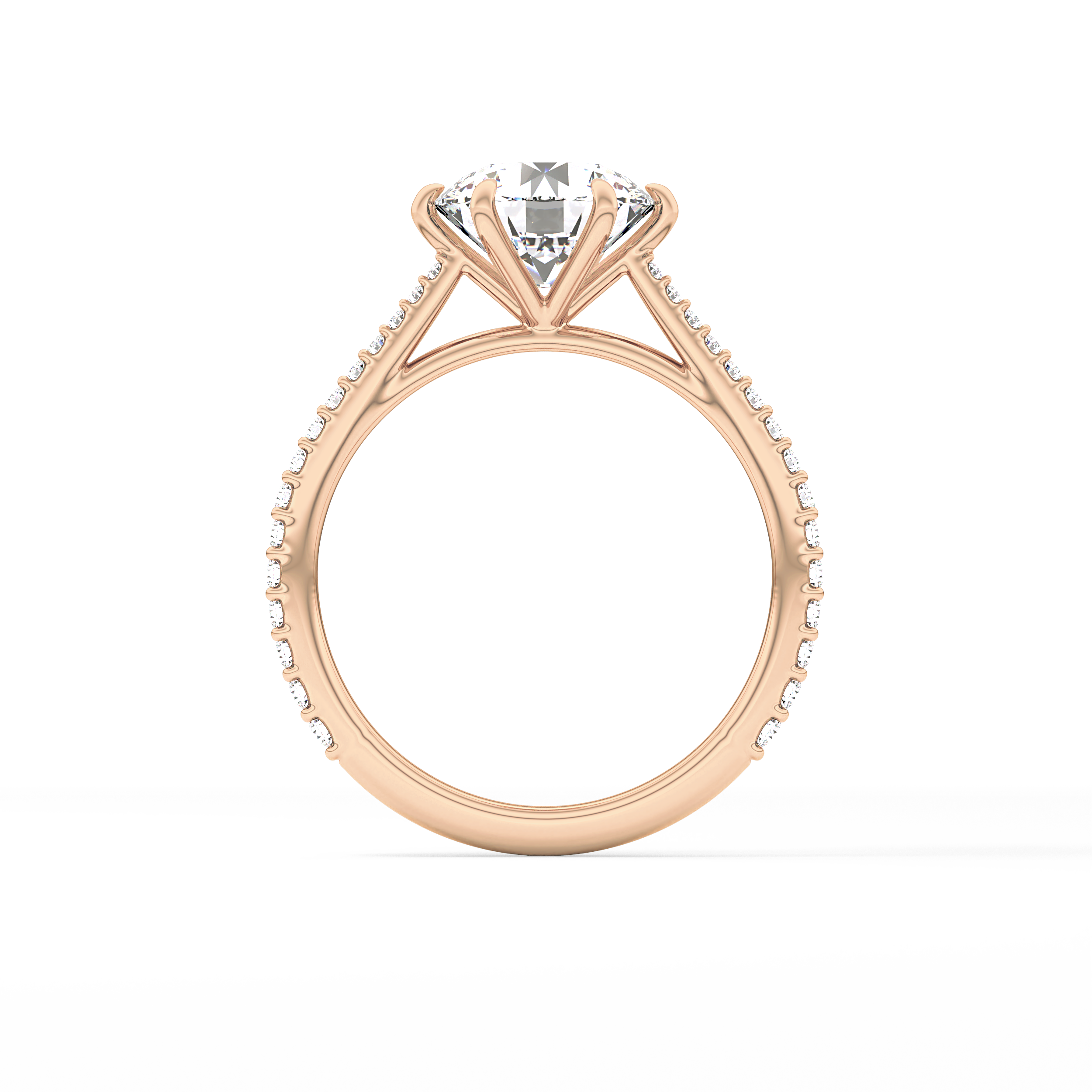 Round Pave Lab Grown Diamond Engagement Ring
