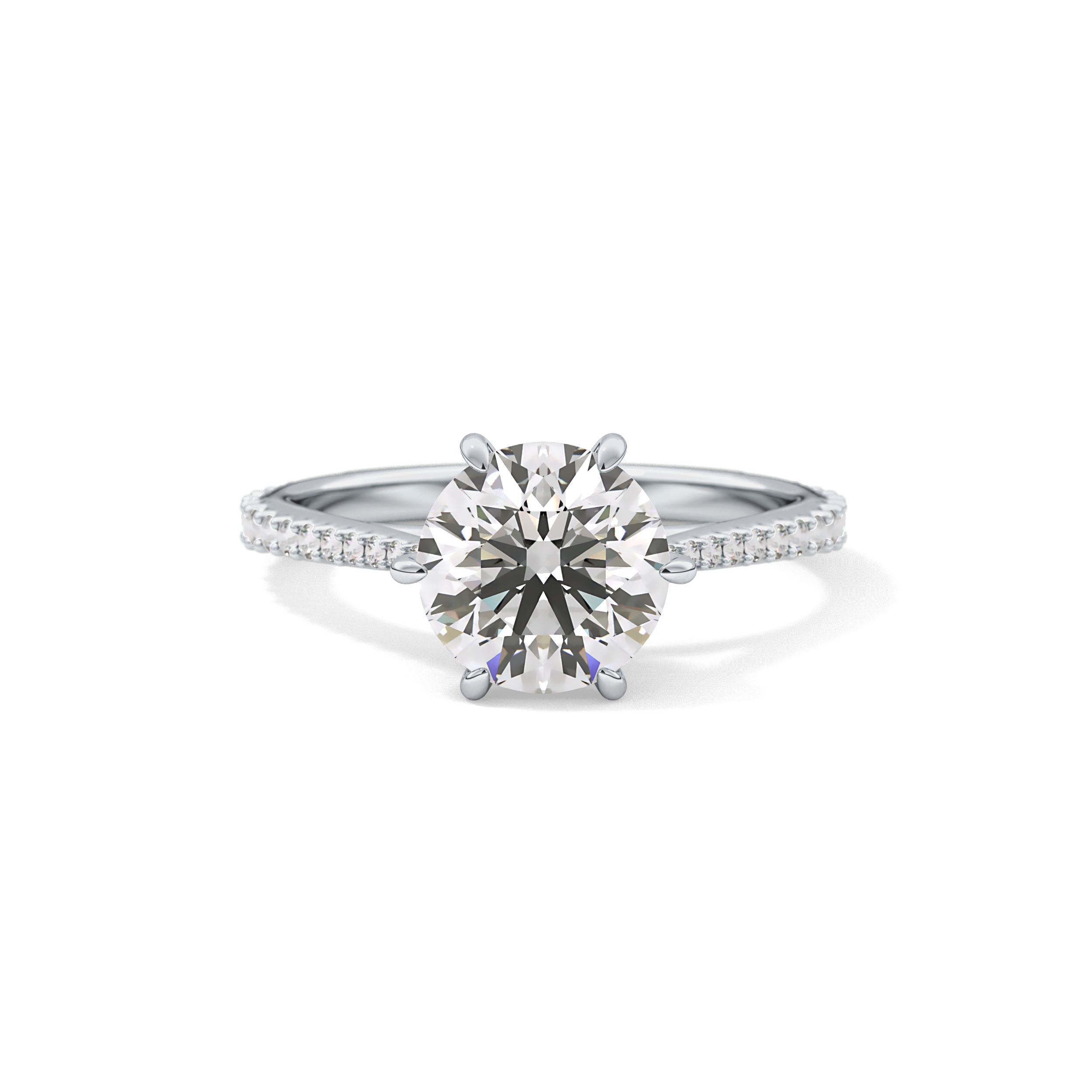 Round Pave Lab Grown Diamond Engagement Ring