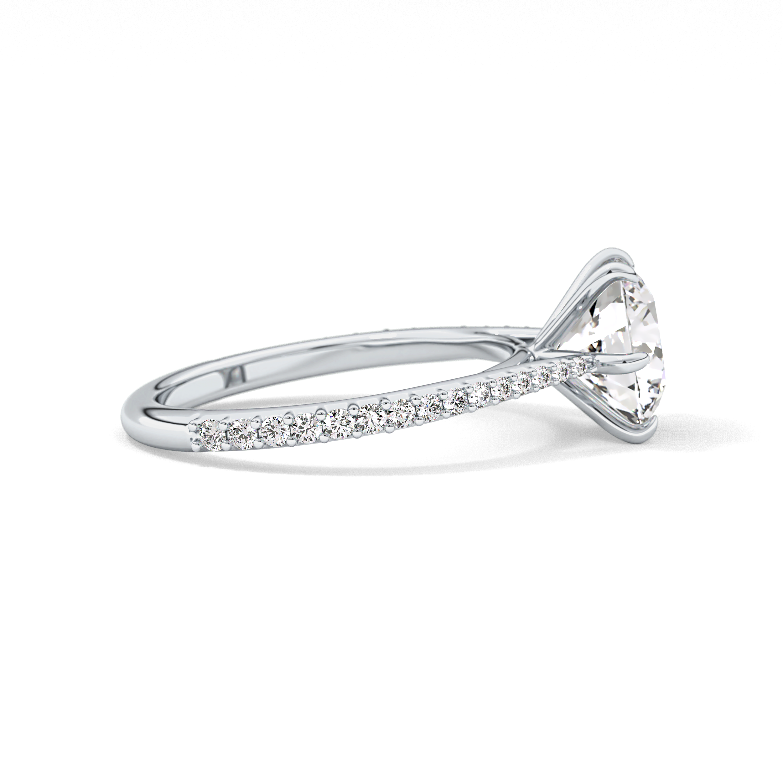 Round Pave Lab Grown Diamond Engagement Ring