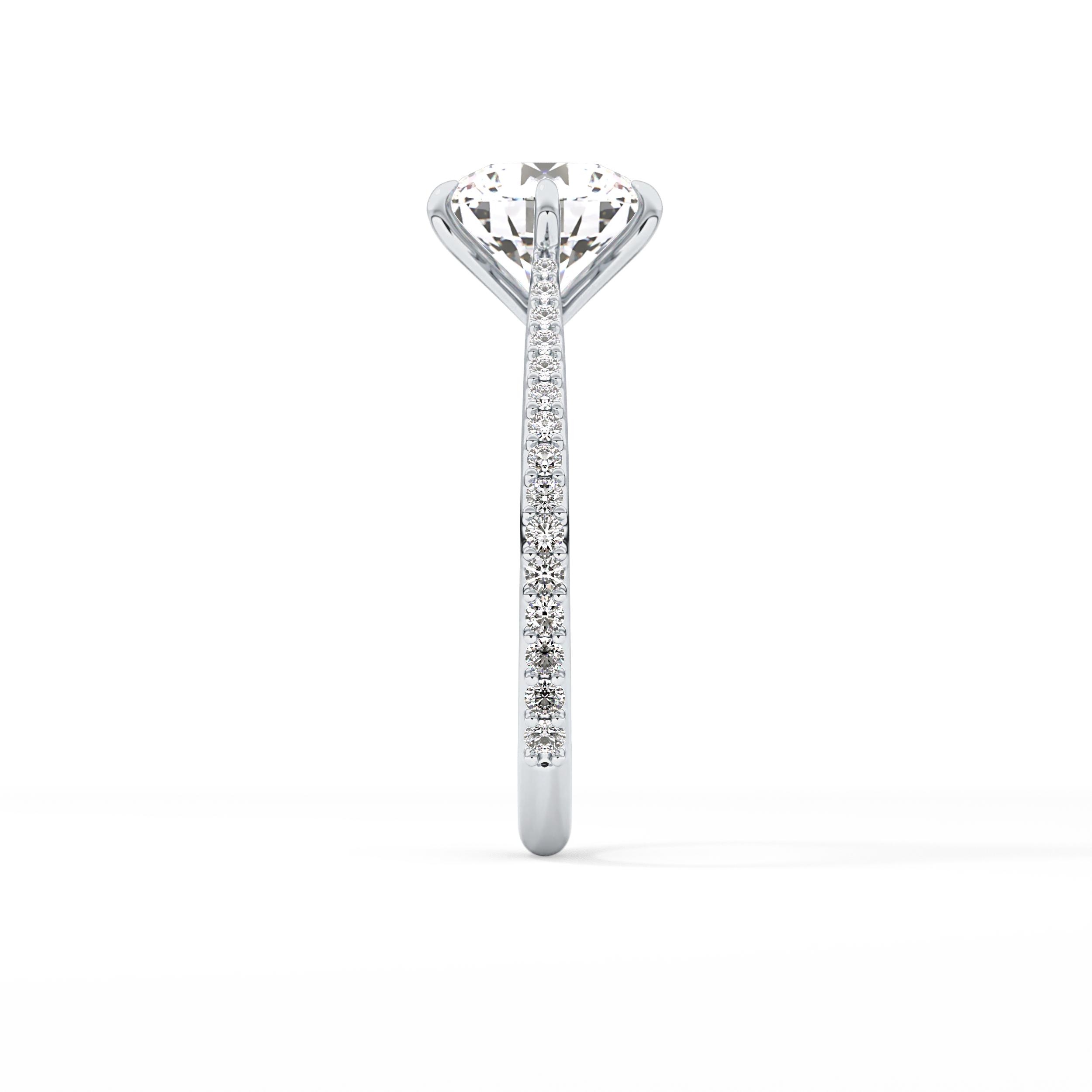 Round Pave Lab Grown Diamond Engagement Ring