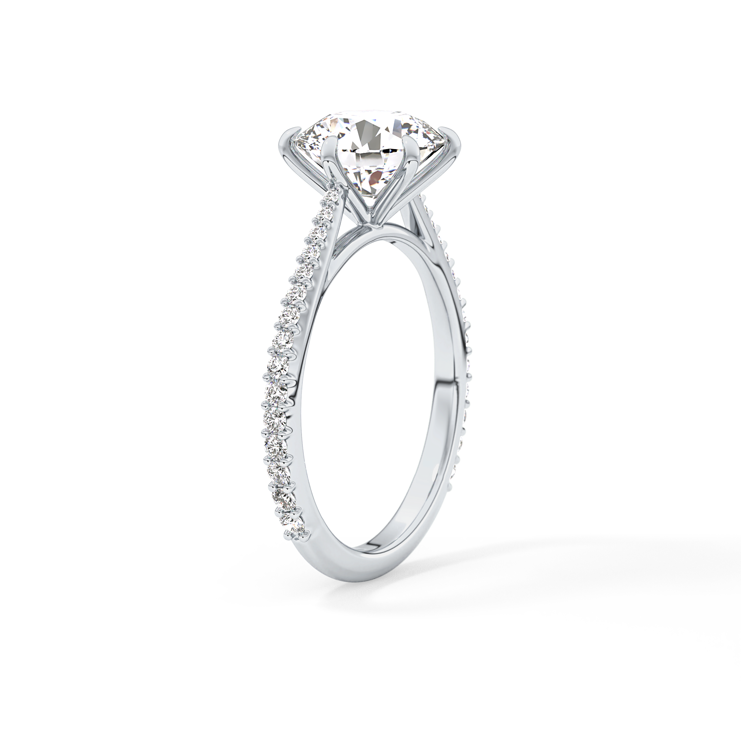 Round Pave Lab Grown Diamond Engagement Ring