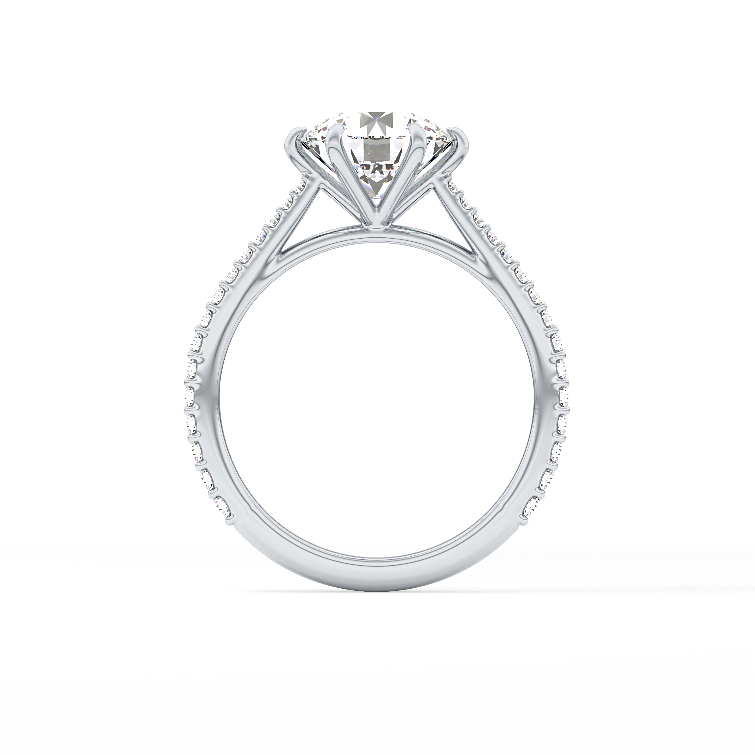 Round Pave Lab Grown Diamond Engagement Ring