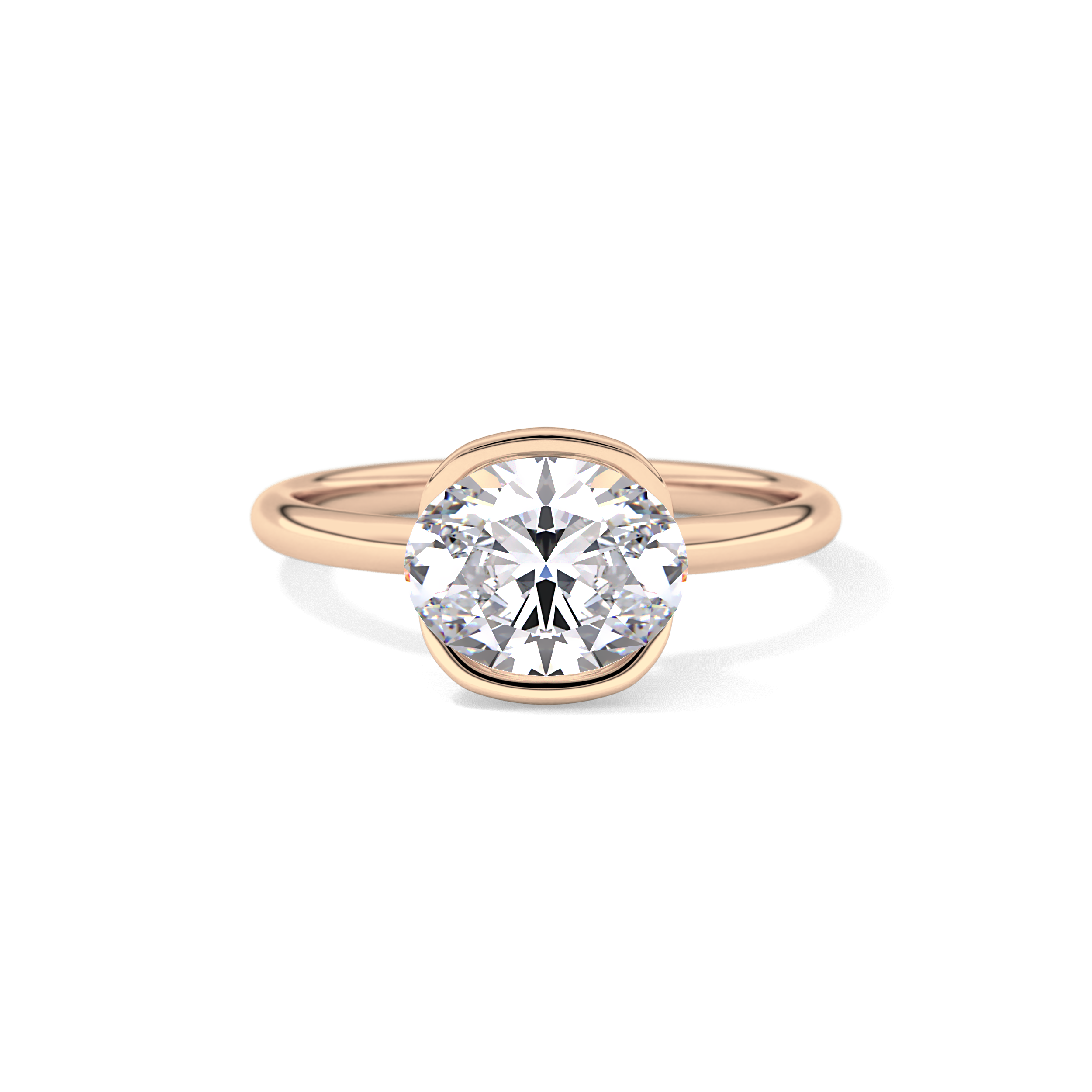 Oval Bezel & Solitaire Lab Grown Diamond Engagement Ring
