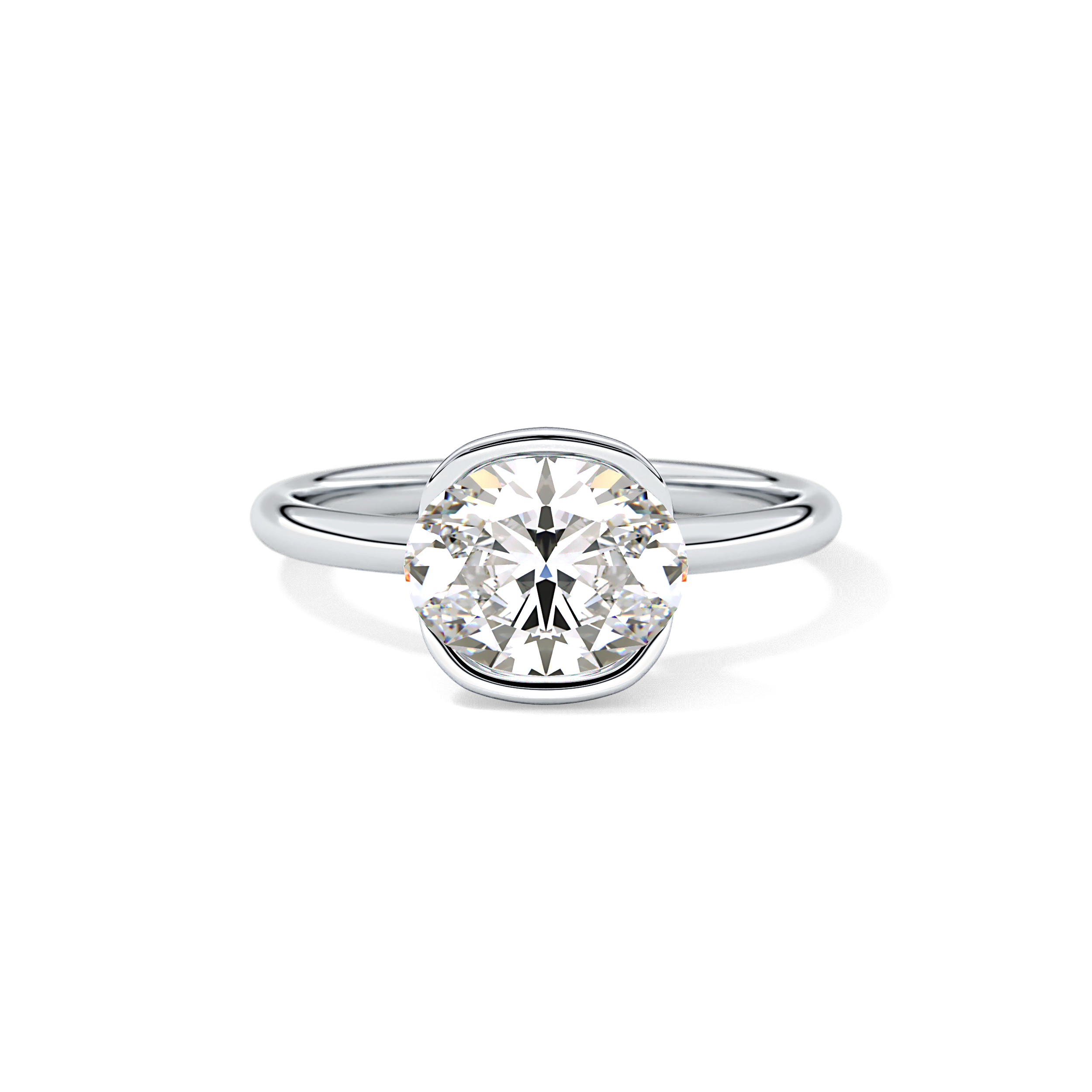 Oval Bezel & Solitaire Lab Grown Diamond Engagement Ring