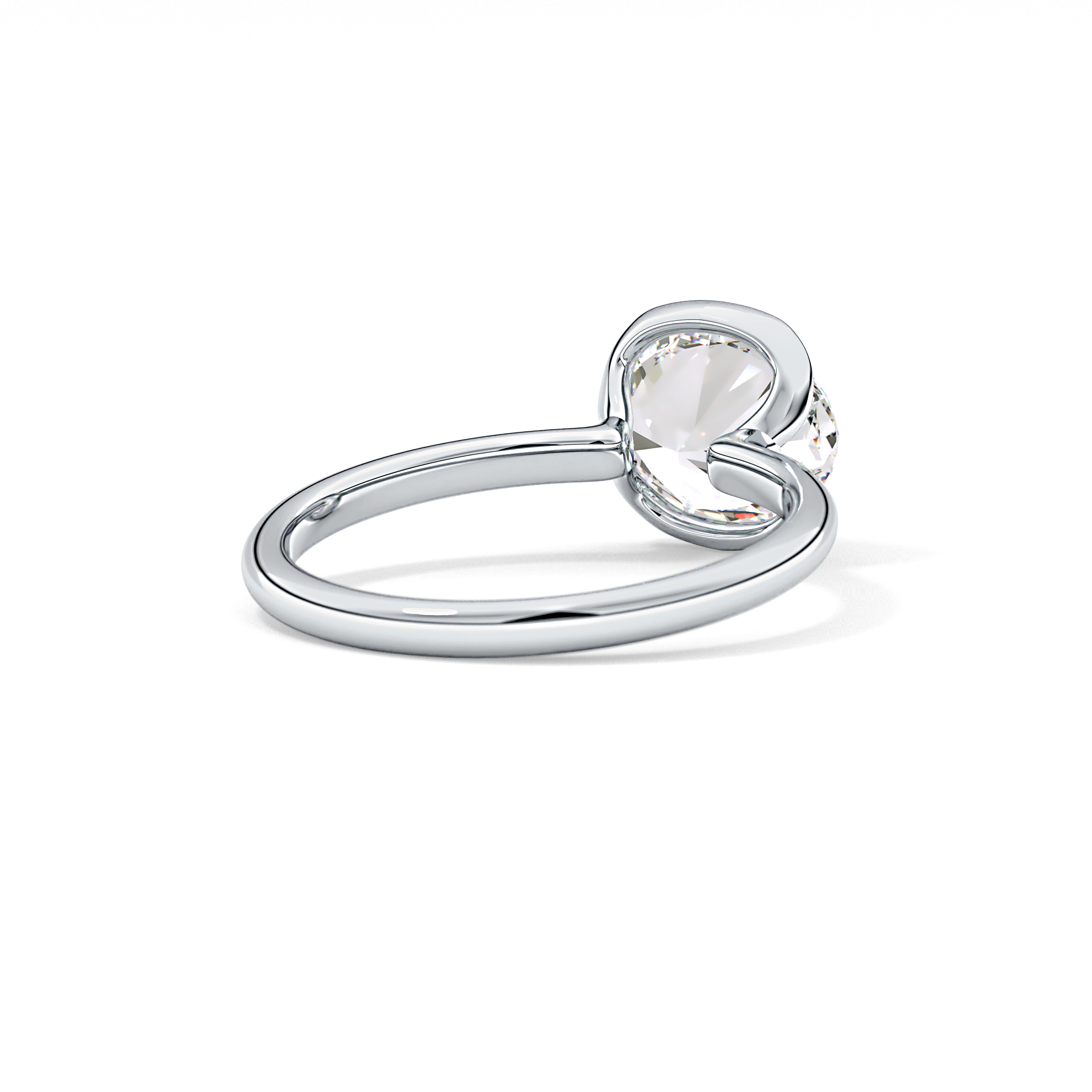 Oval Bezel & Solitaire Lab Grown Diamond Engagement Ring