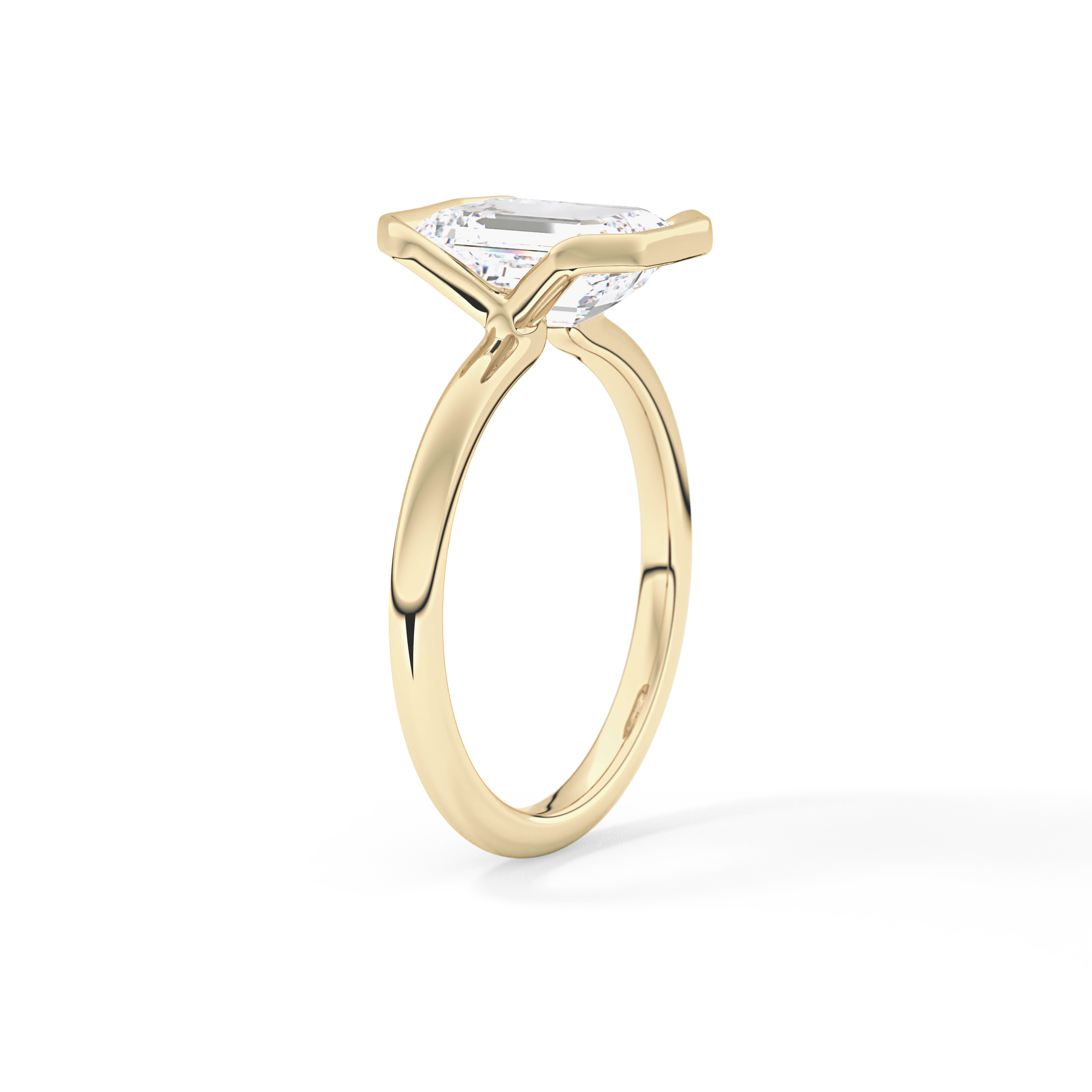 Emerald Bezel & Solitaire Lab Grown Diamond Engagement Ring