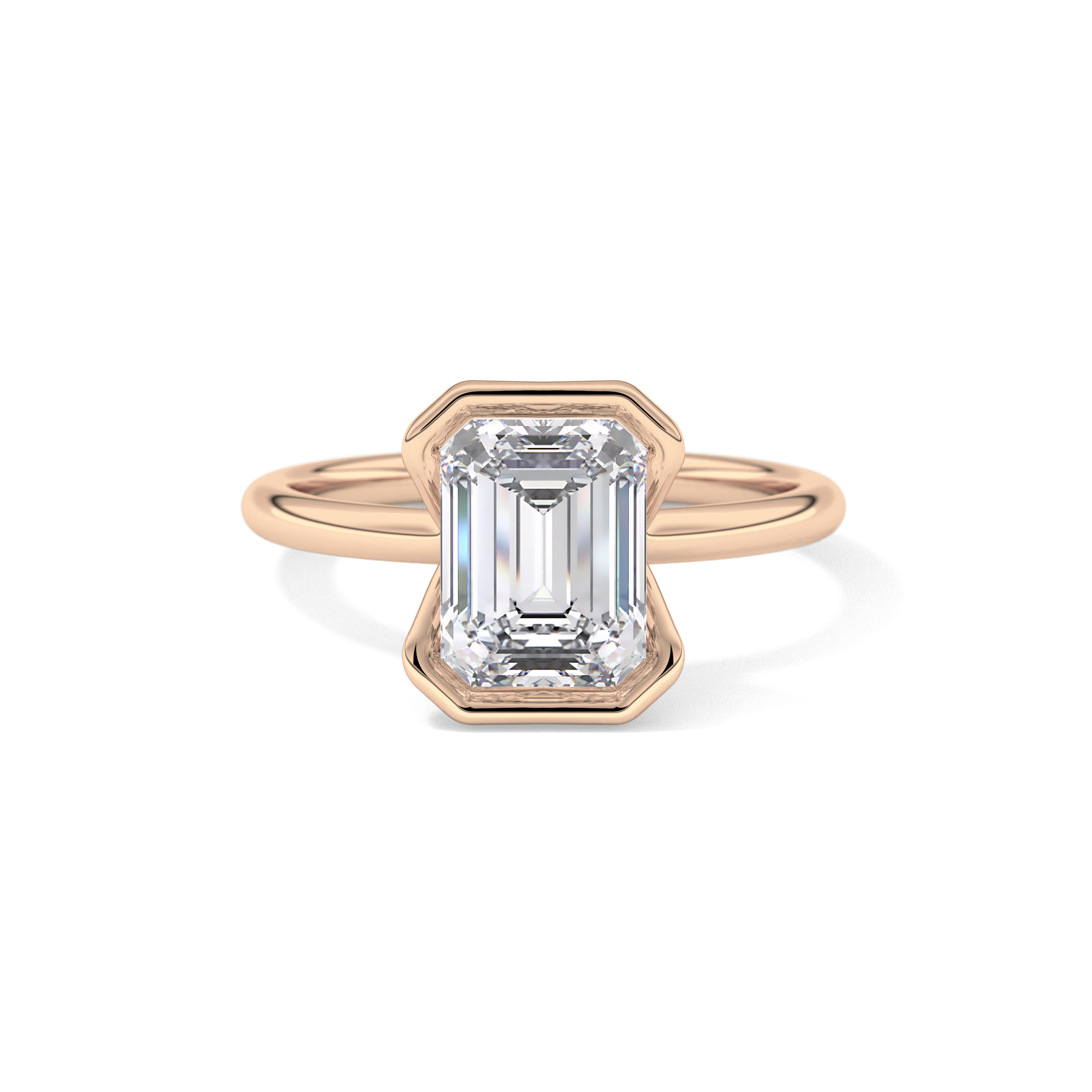 Emerald Bezel & Solitaire Lab Grown Diamond Engagement Ring