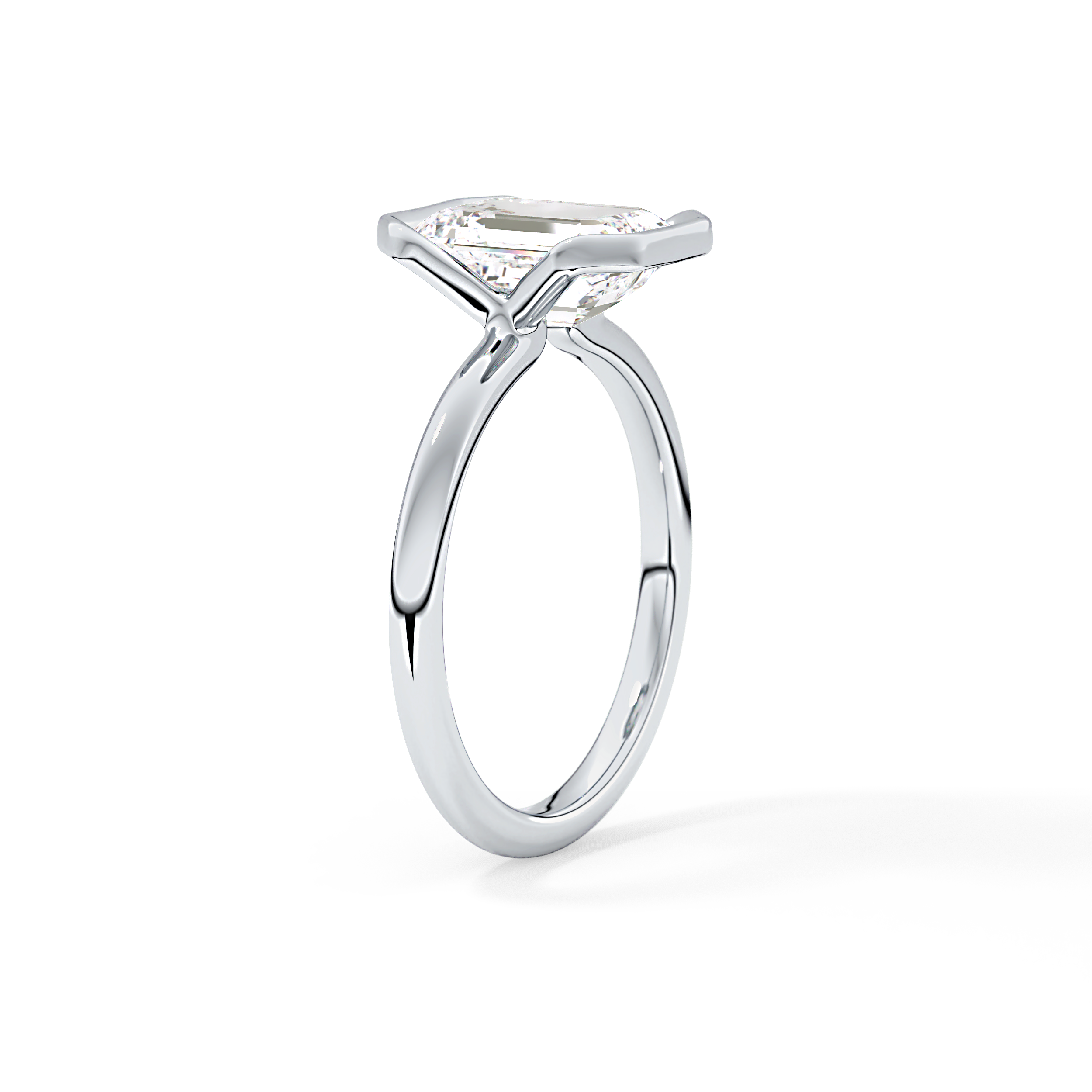 Emerald Bezel & Solitaire Lab Grown Diamond Engagement Ring