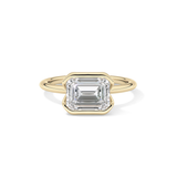 East West Emerald Half Bezel Solitaire Lab Grown Diamond Engagement Ring