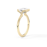 East West Emerald Half Bezel Solitaire Lab Grown Diamond Engagement Ring