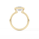 East West Emerald Half Bezel Solitaire Lab Grown Diamond Engagement Ring