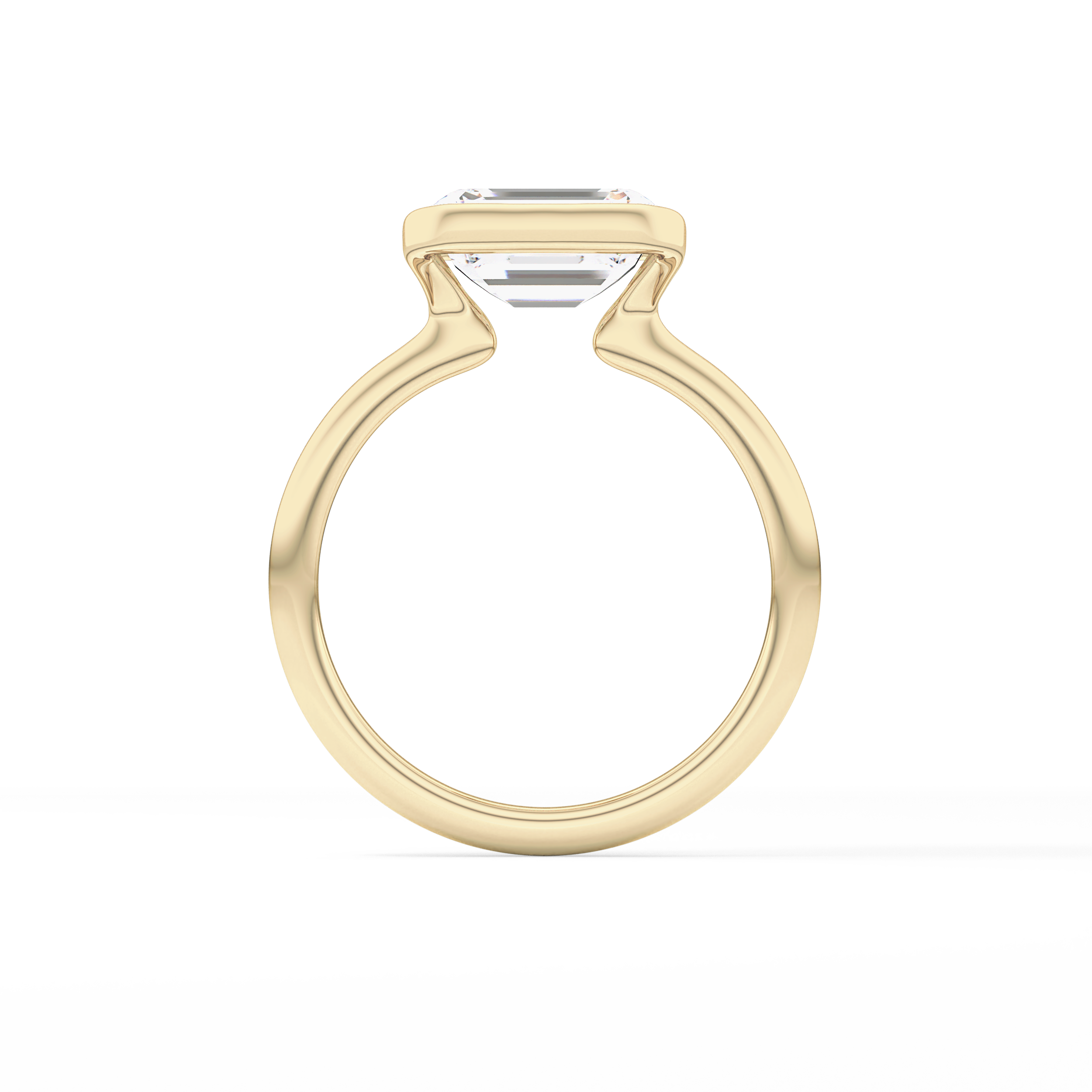 East West Emerald Half Bezel Solitaire Lab Grown Diamond Engagement Ring