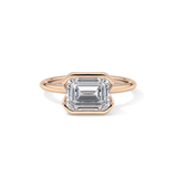 East West Emerald Half Bezel Solitaire Lab Grown Diamond Engagement Ring