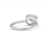 East West Emerald Half Bezel Solitaire Lab Grown Diamond Engagement Ring