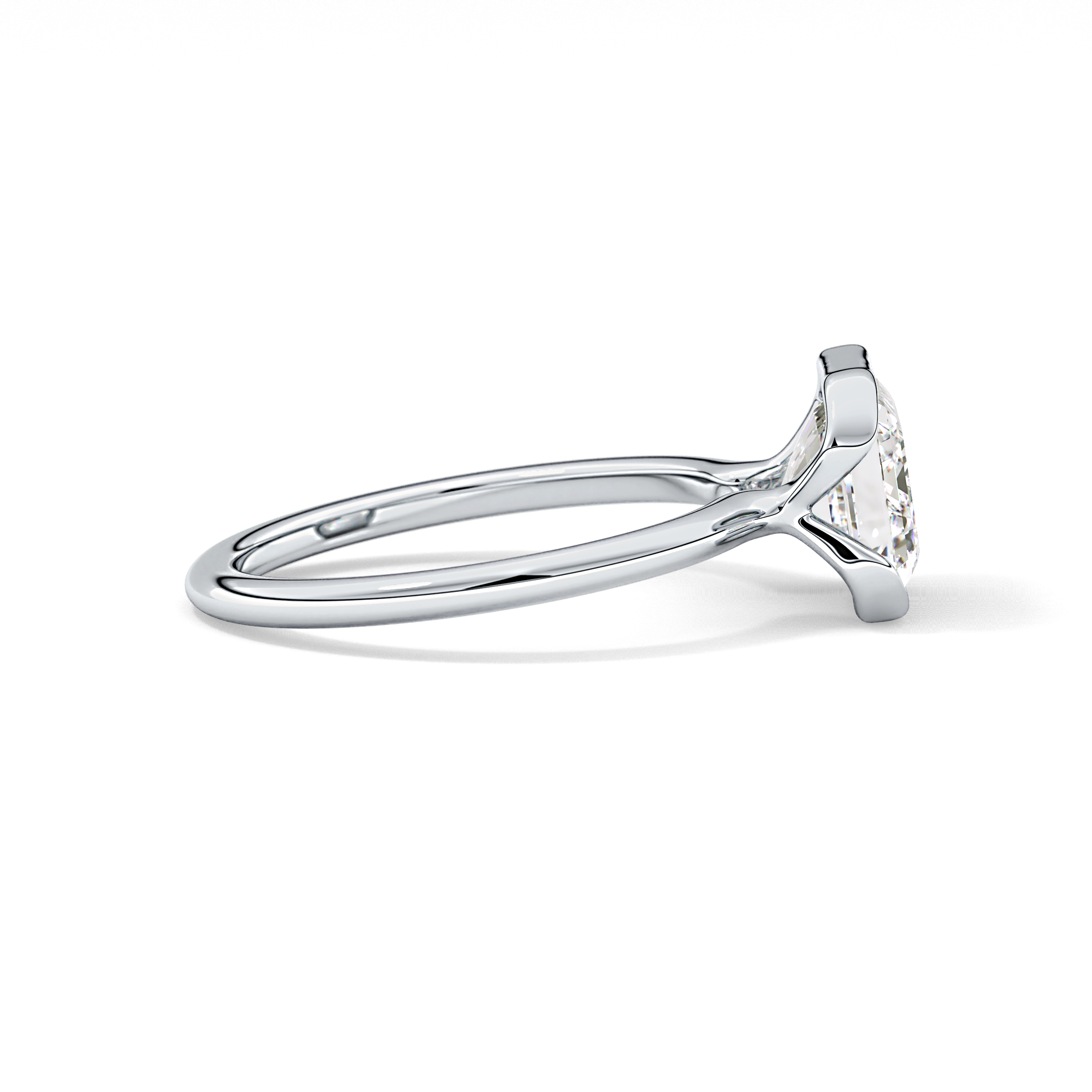 East West Emerald Half Bezel Solitaire Lab Grown Diamond Engagement Ring