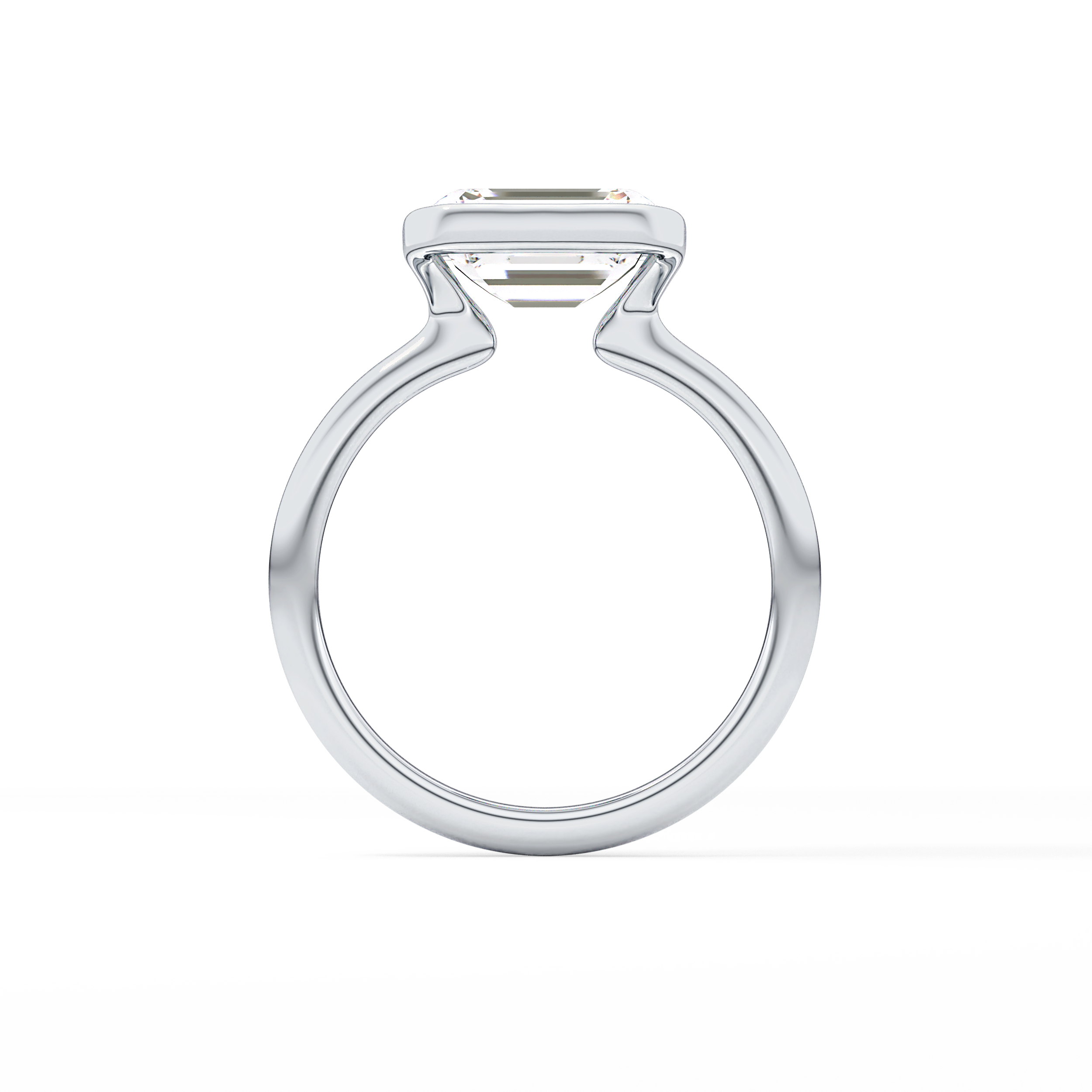 East West Emerald Half Bezel Solitaire Lab Grown Diamond Engagement Ring