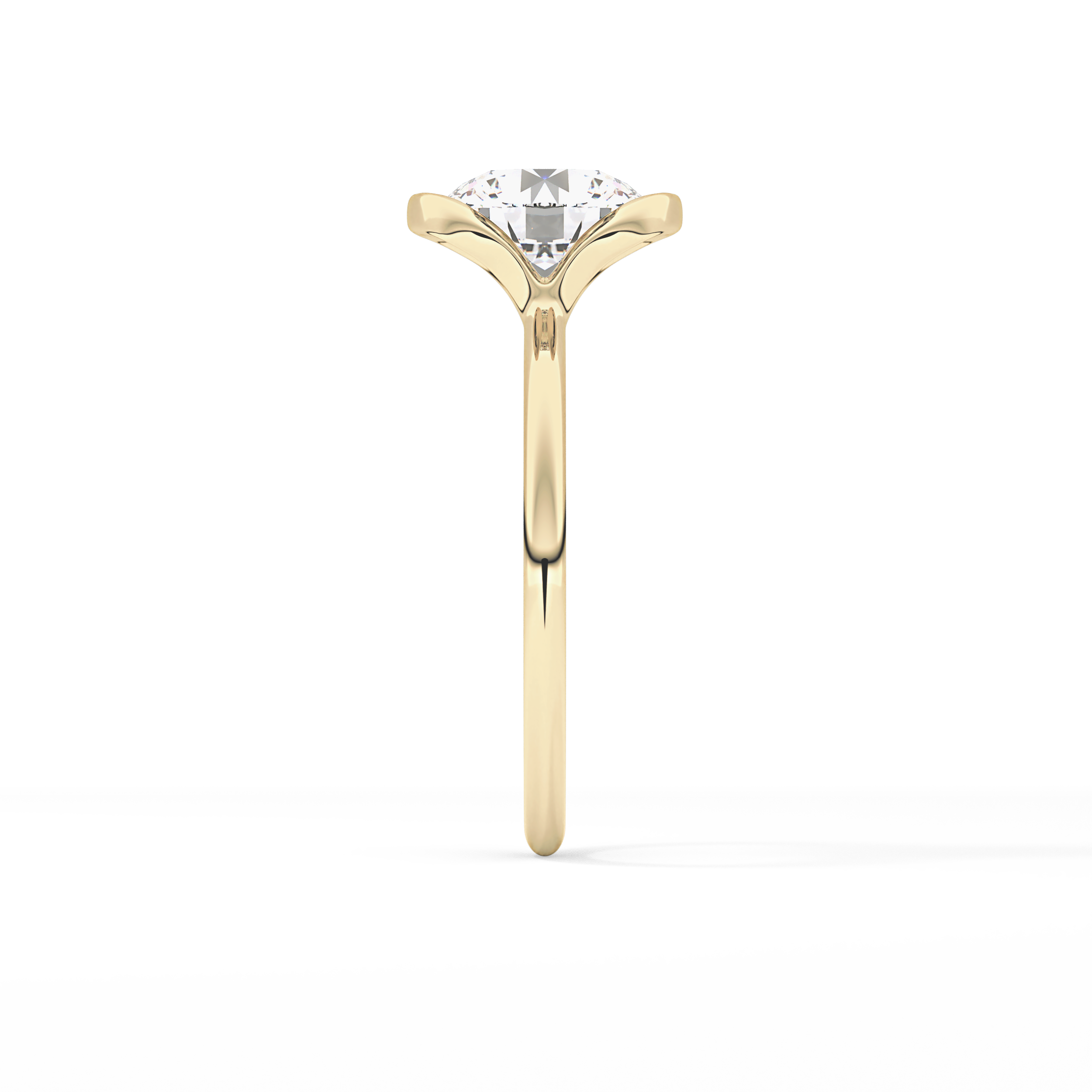 Round Half Bezel Lab Grown Diamond Engagement Ring