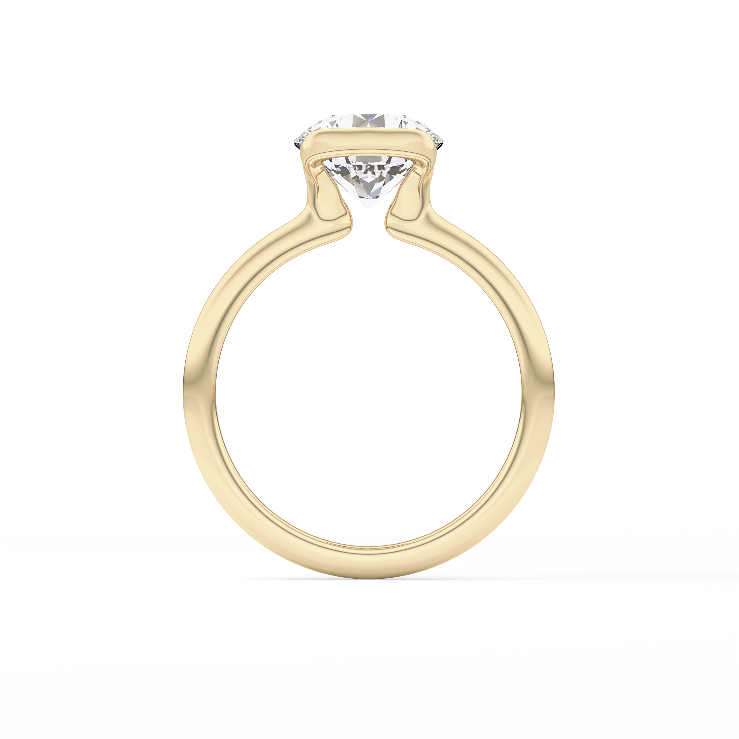 Round Half Bezel Lab Grown Diamond Engagement Ring
