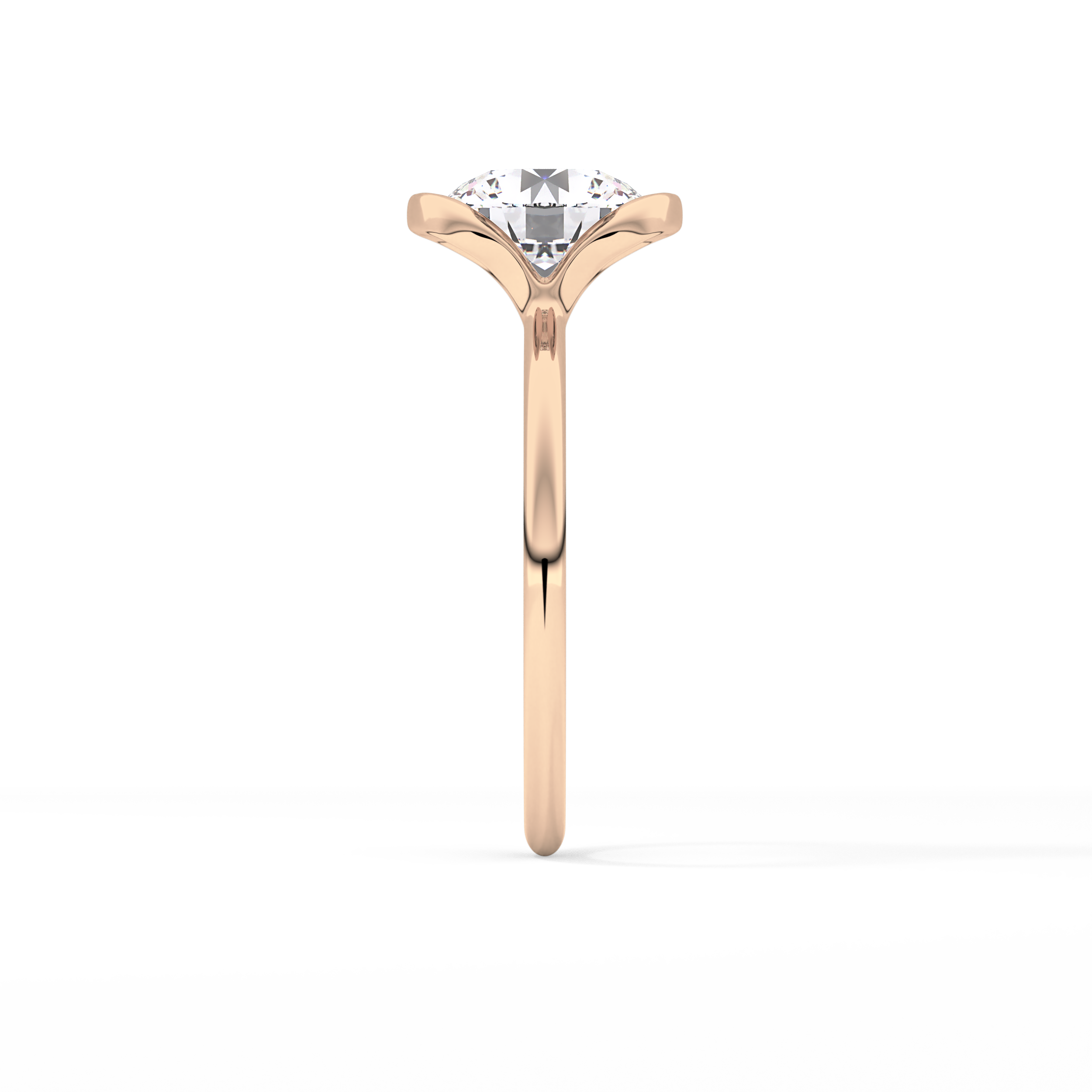 Round Half Bezel Lab Grown Diamond Engagement Ring
