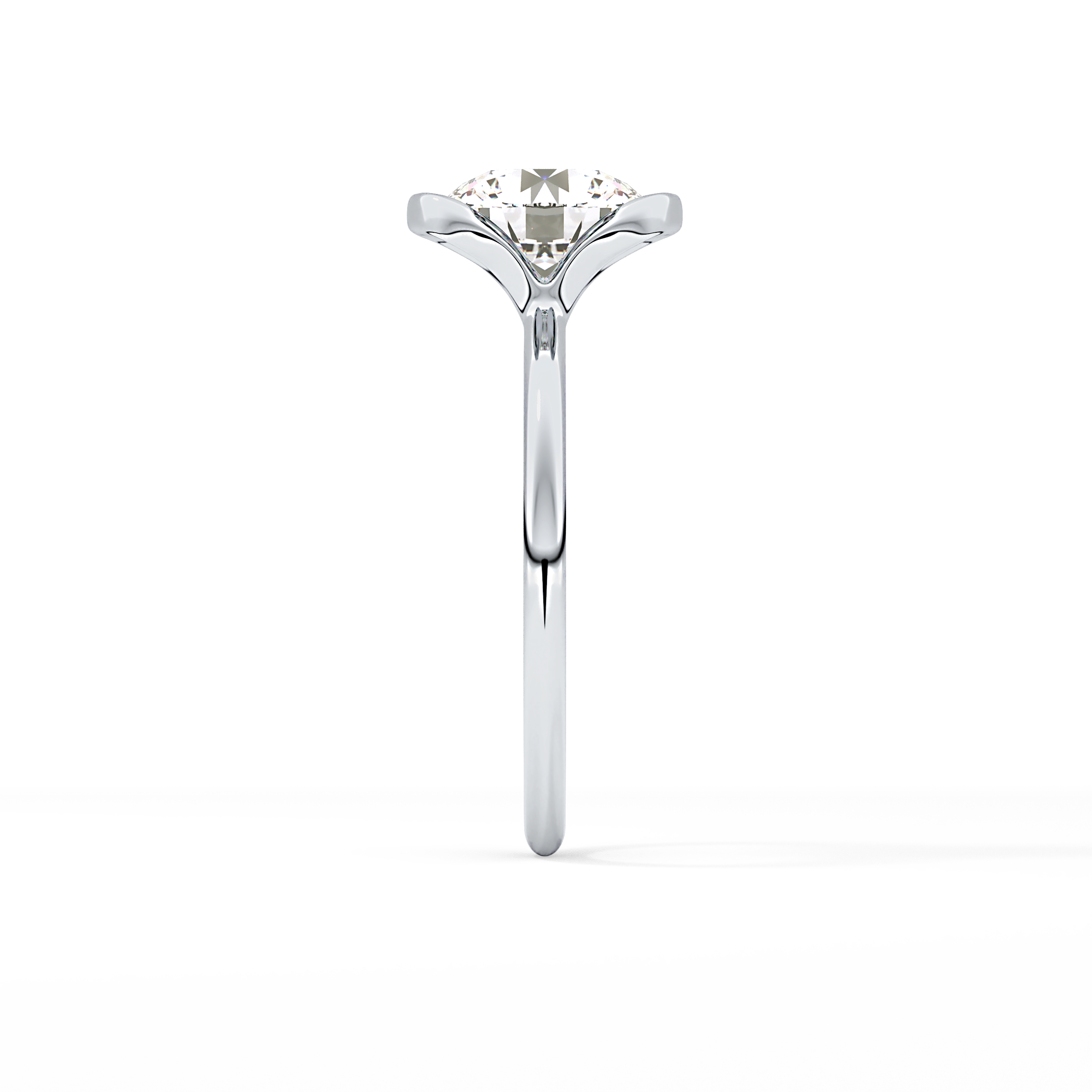 Round Half Bezel Lab Grown Diamond Engagement Ring