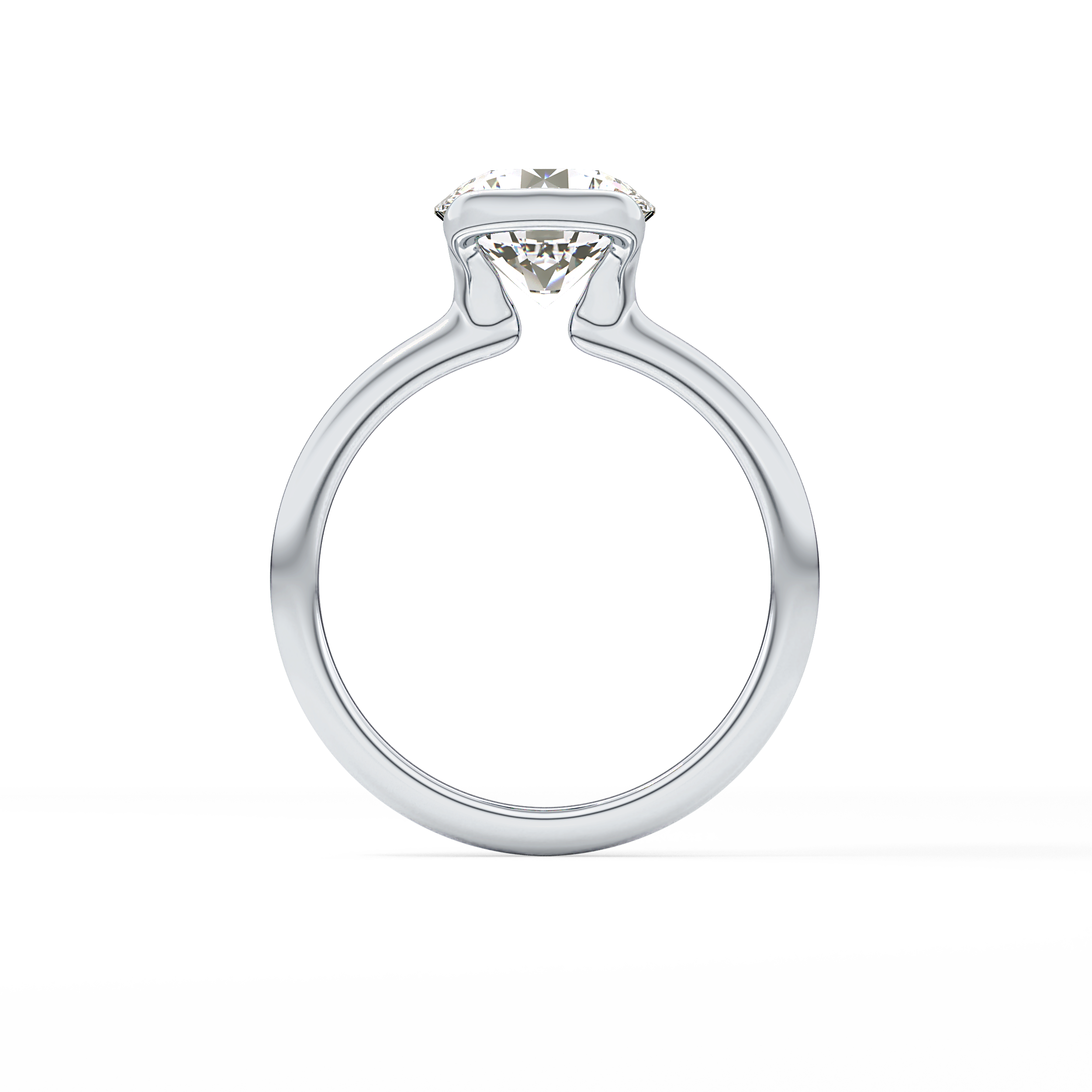 Round Half Bezel Lab Grown Diamond Engagement Ring