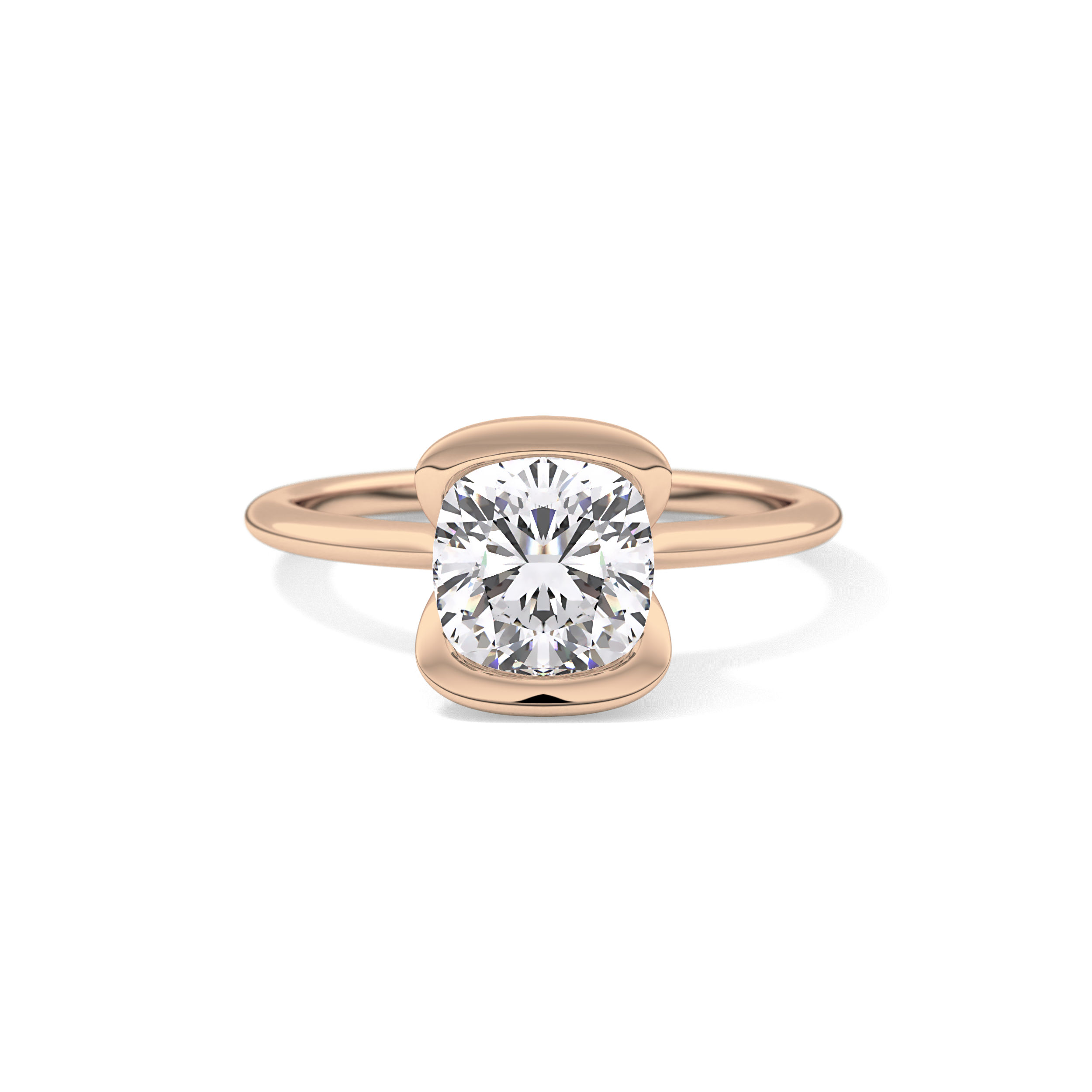 Cushion Bezel Lab Grown Diamond Engagement Ring