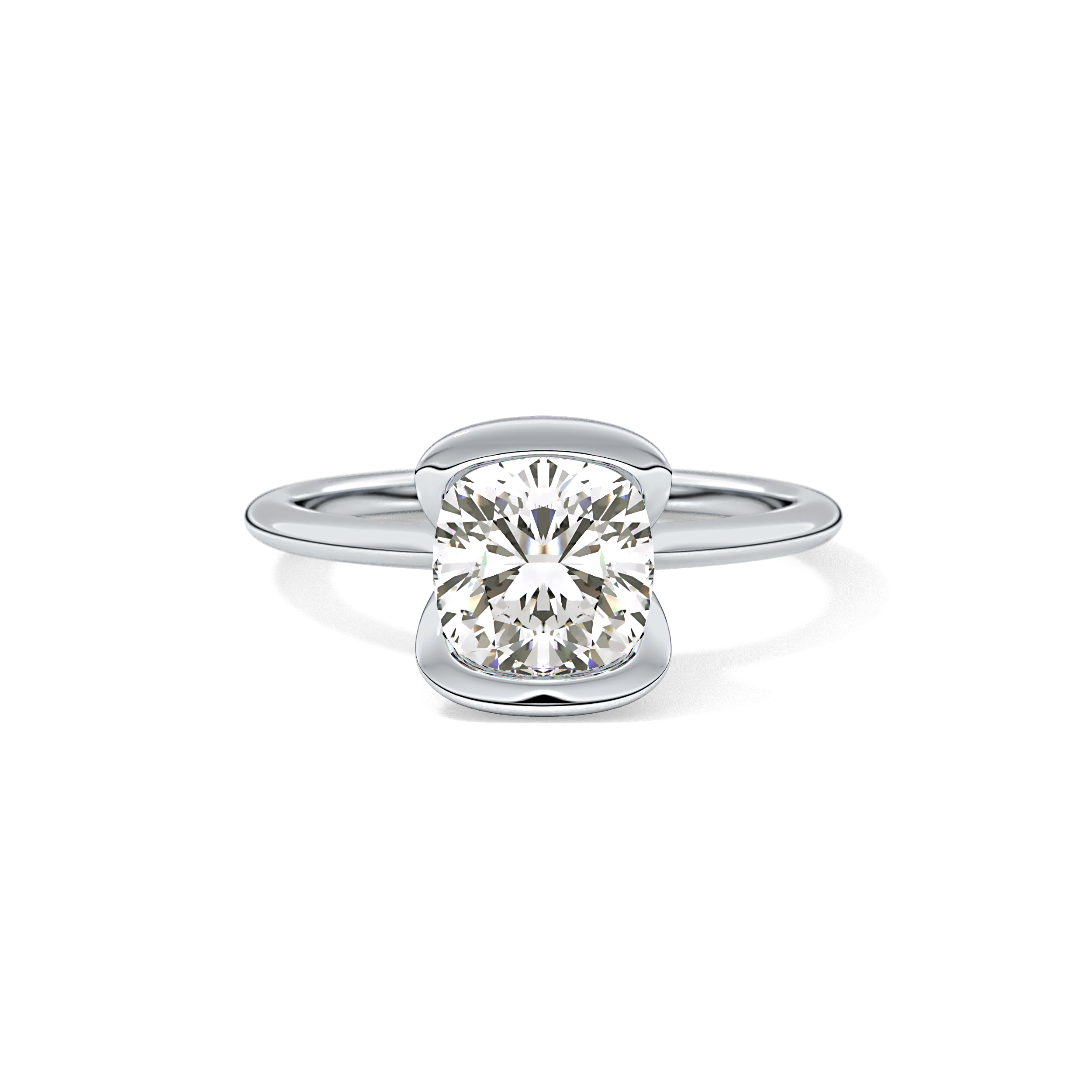 Cushion Bezel Lab Grown Diamond Engagement Ring