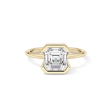 Asscher Half Bezel Lab Grown Diamond Engagement Ring