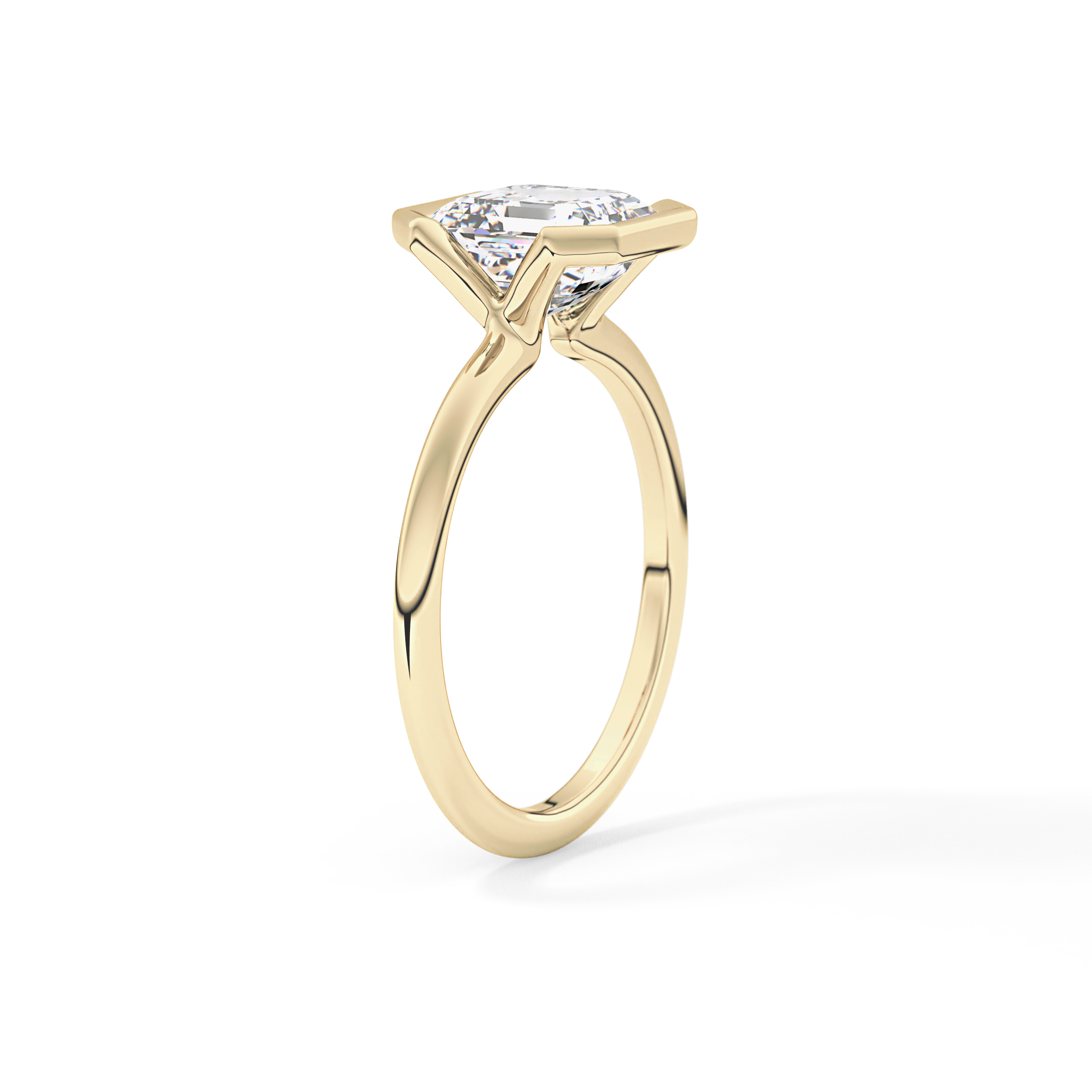 Asscher Half Bezel Lab Grown Diamond Engagement Ring
