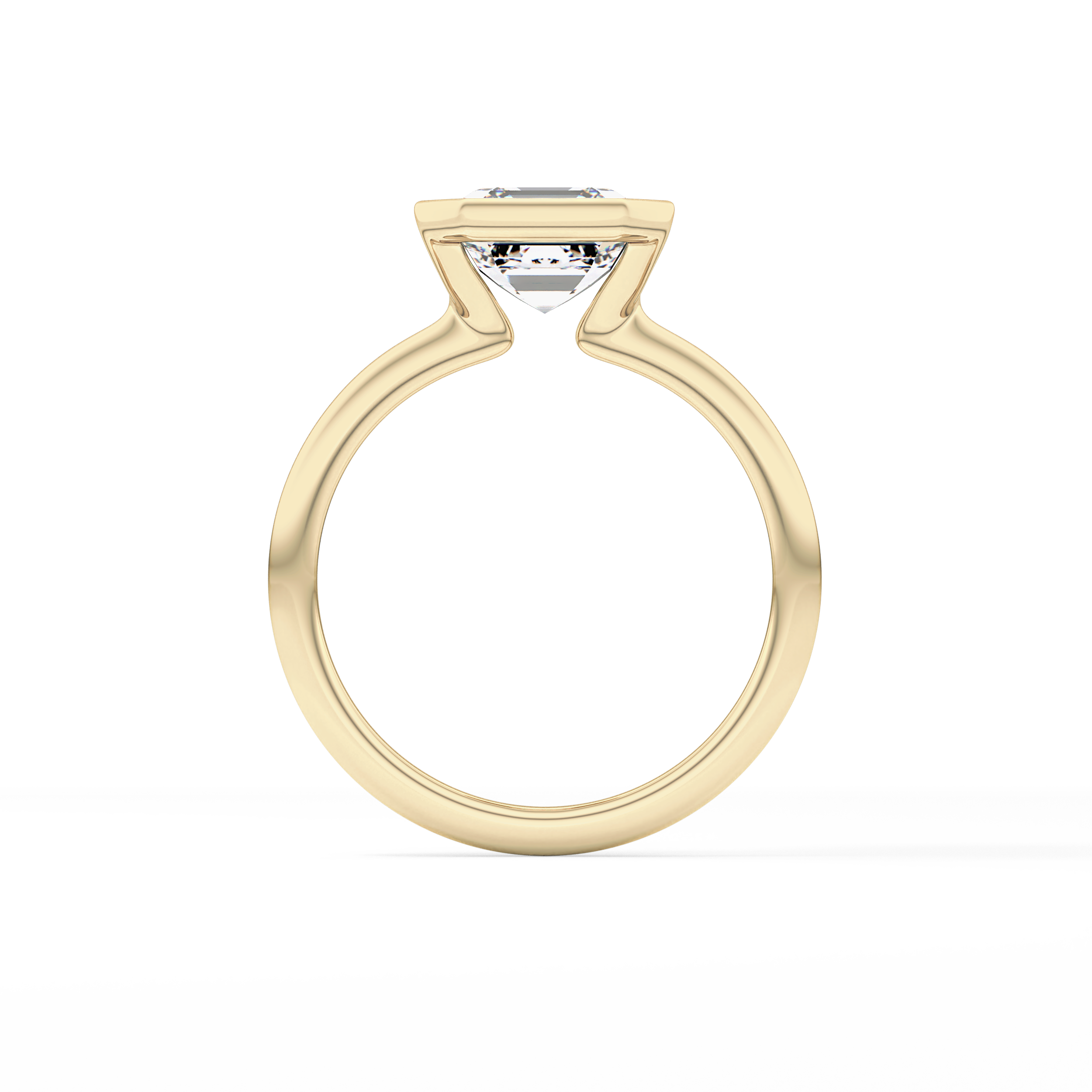 Asscher Half Bezel Lab Grown Diamond Engagement Ring