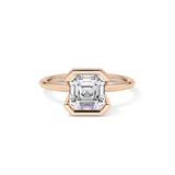 Asscher Half Bezel Lab Grown Diamond Engagement Ring