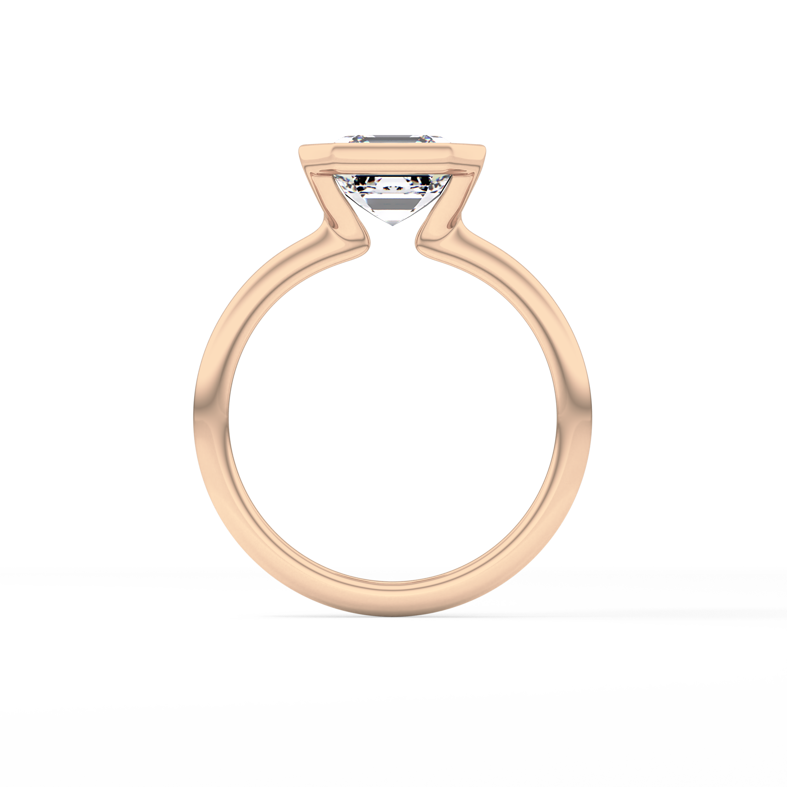 Asscher Half Bezel Lab Grown Diamond Engagement Ring