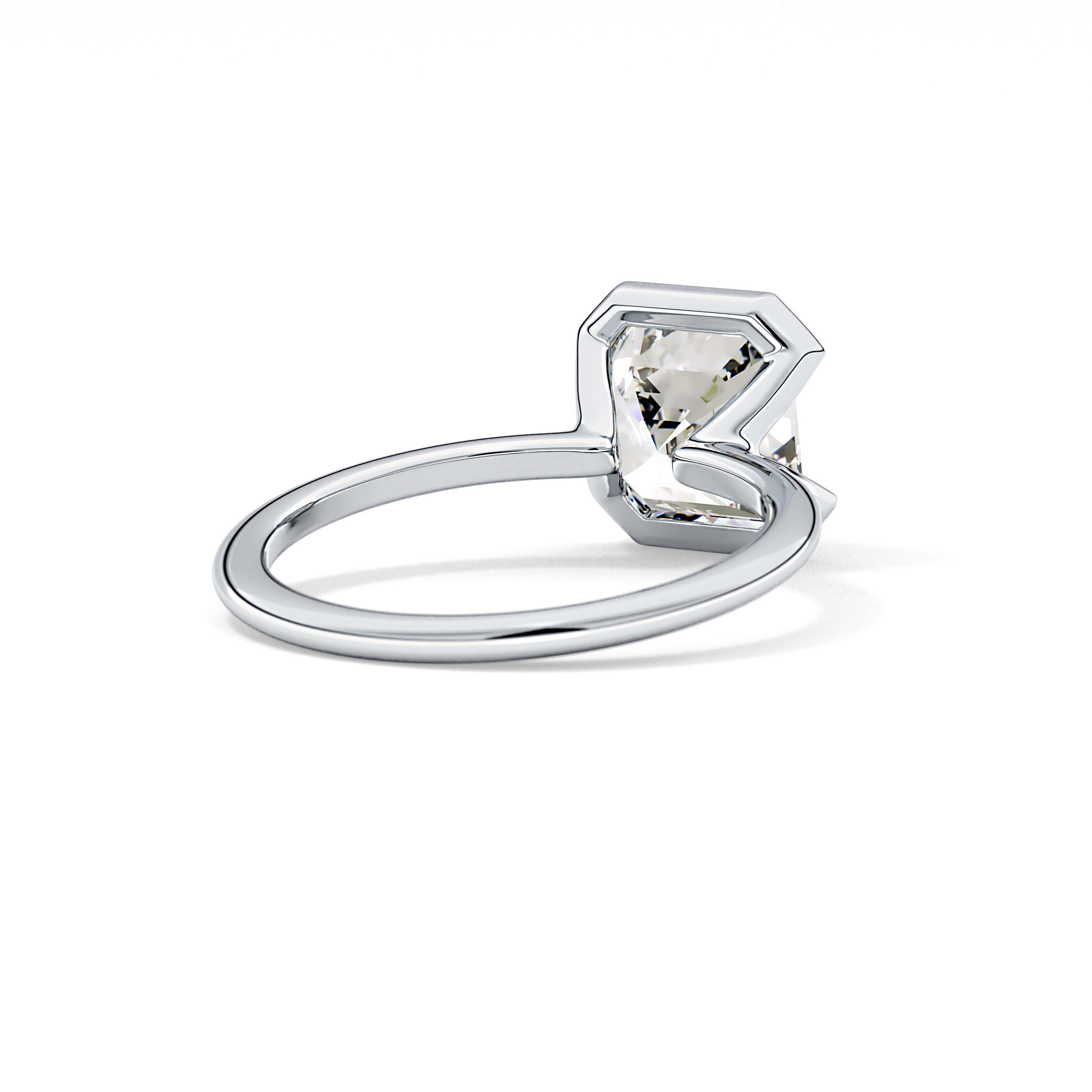 Asscher Half Bezel Lab Grown Diamond Engagement Ring