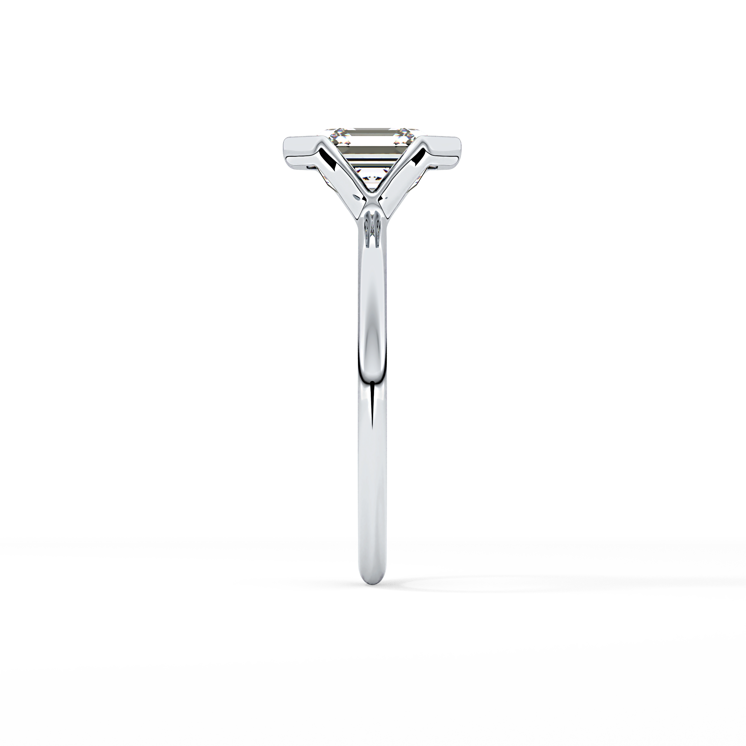 Asscher Half Bezel Lab Grown Diamond Engagement Ring