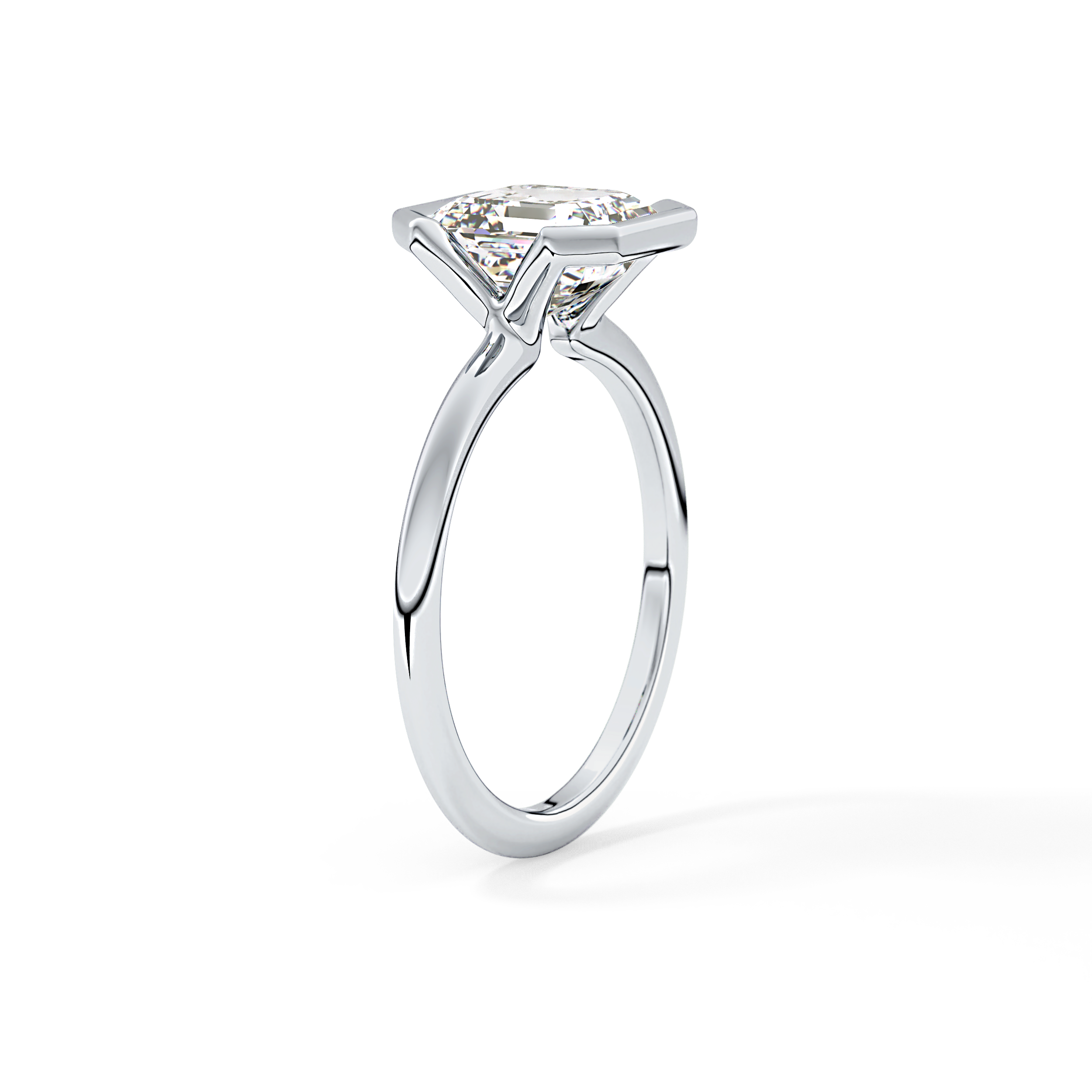 Asscher Half Bezel Lab Grown Diamond Engagement Ring