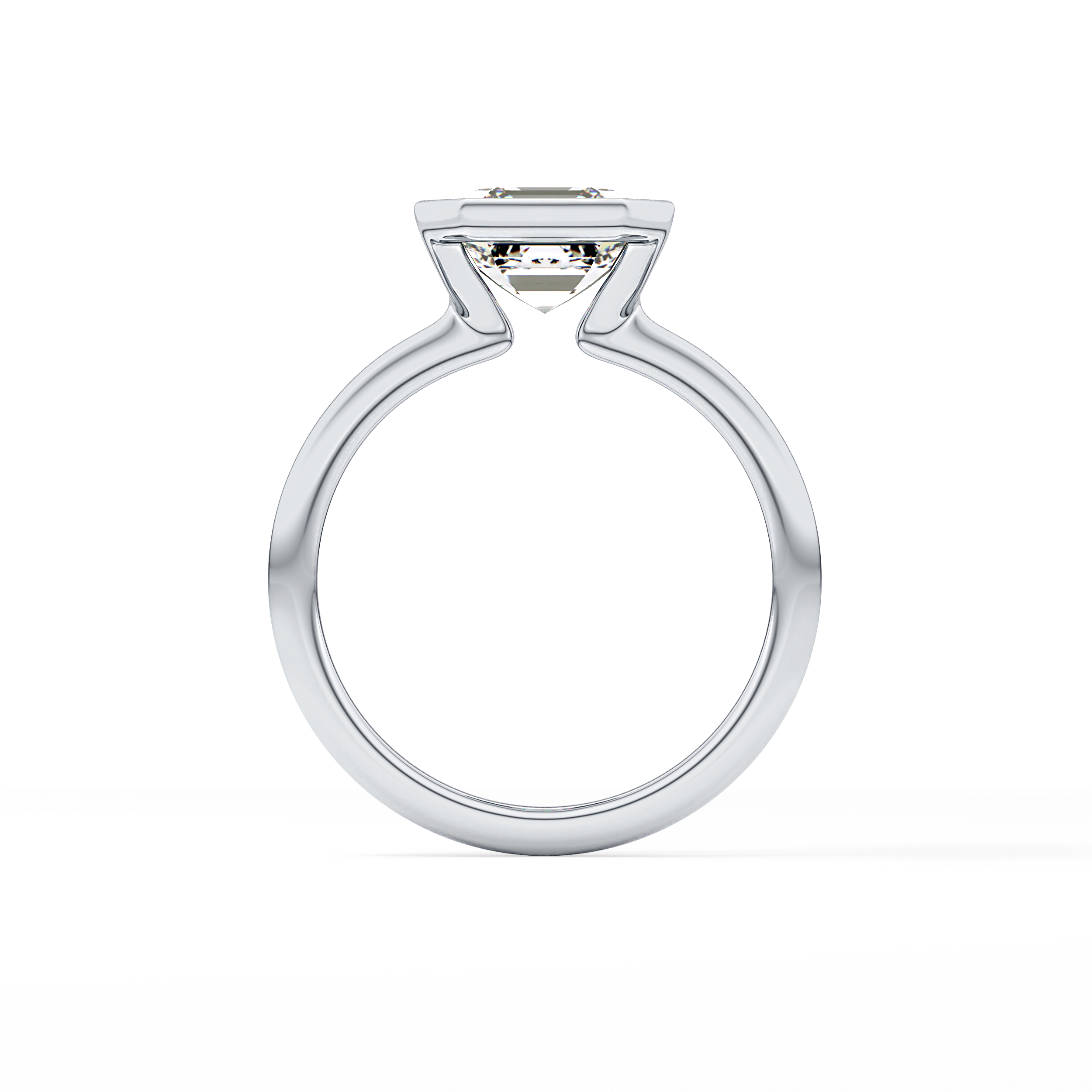 Asscher Half Bezel Lab Grown Diamond Engagement Ring