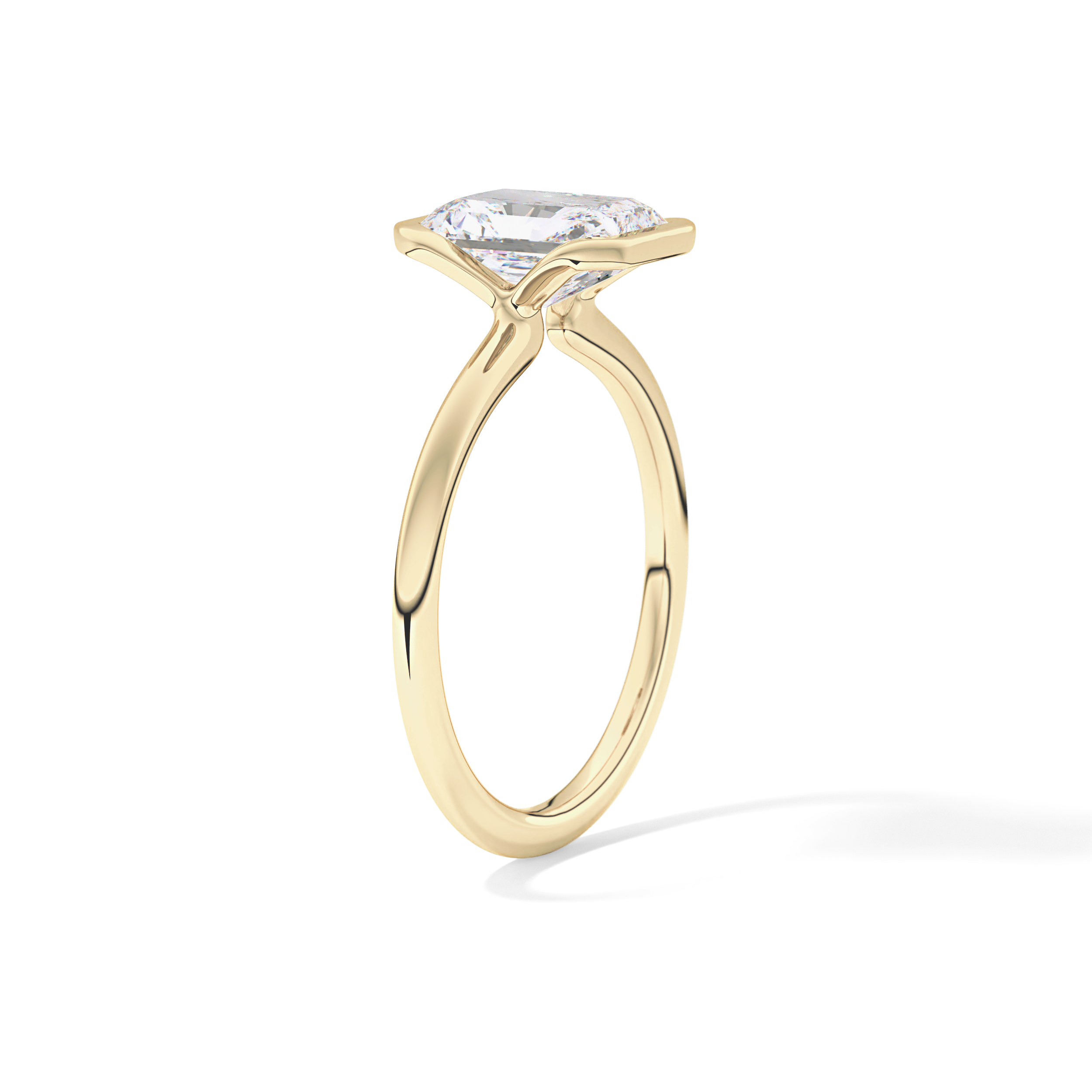 Radiant Half Bezel Lab Grown Diamond Engagement Ring