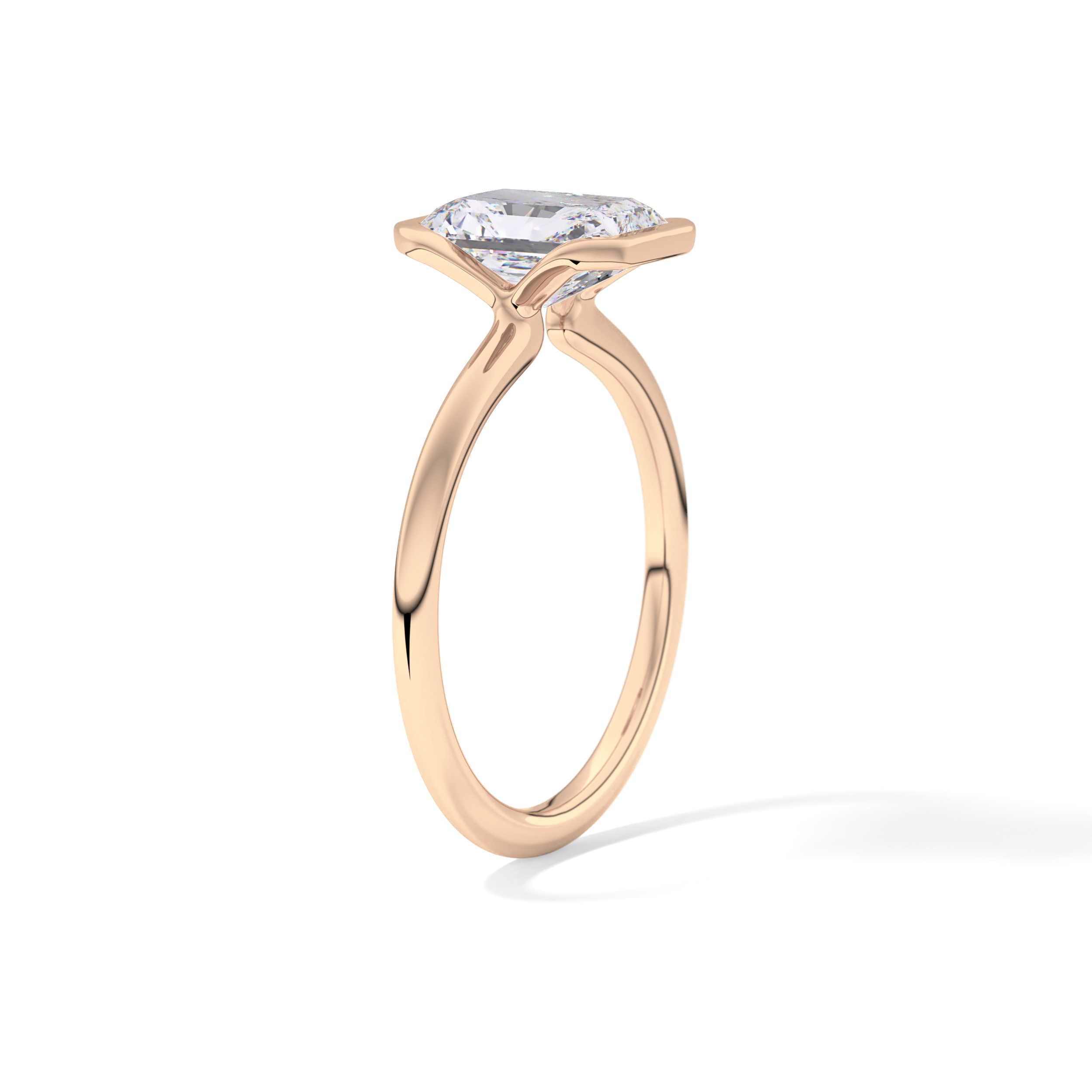 Radiant Half Bezel Lab Grown Diamond Engagement Ring