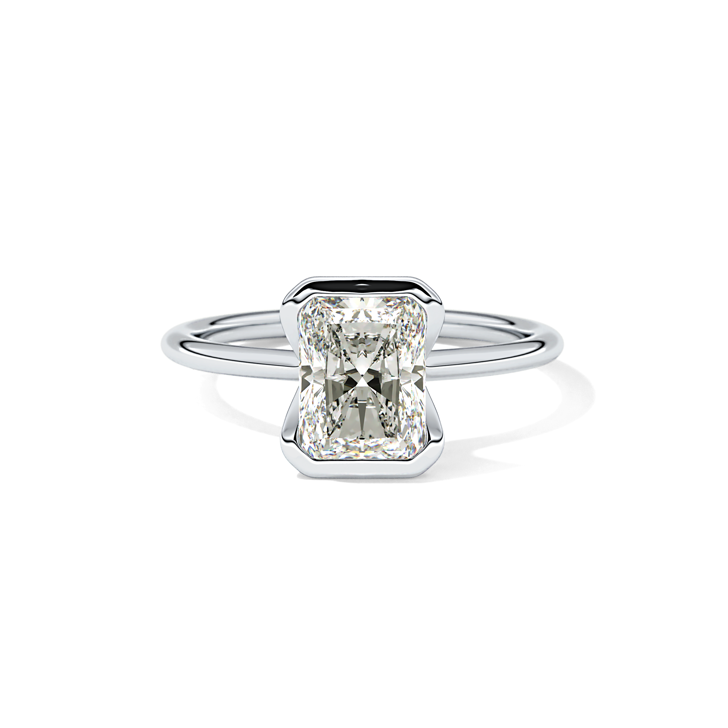 Radiant Half Bezel Lab Grown Diamond Engagement Ring