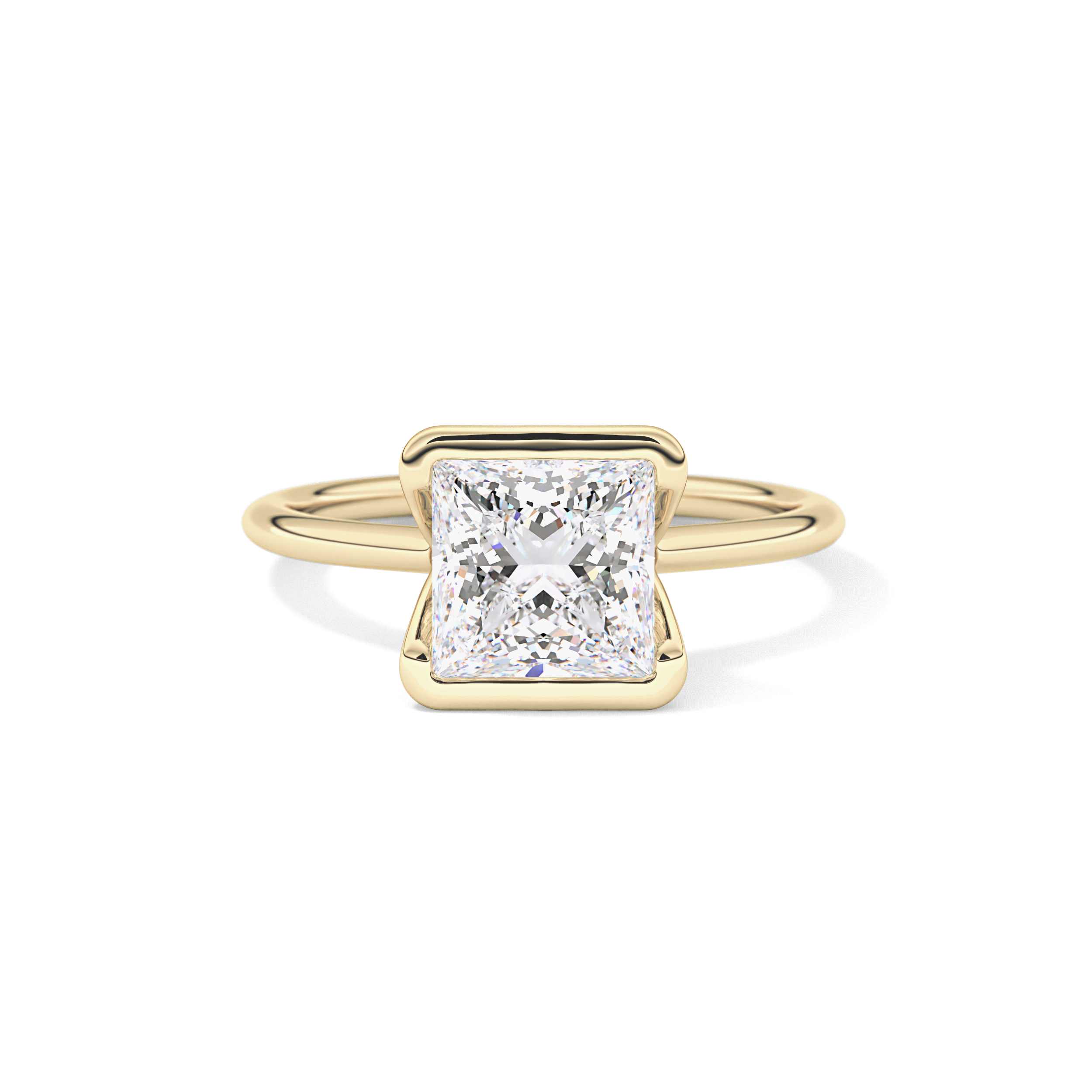 Princess Half Bezel Lab Grown Diamond Engagement Ring